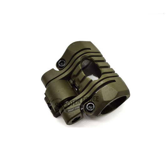 25mm 5-position adjustable flashlight rail mount, helmet holder clamp for tactical use – Green color. Secure and versatile flashlight mount for helmets and rail systems.