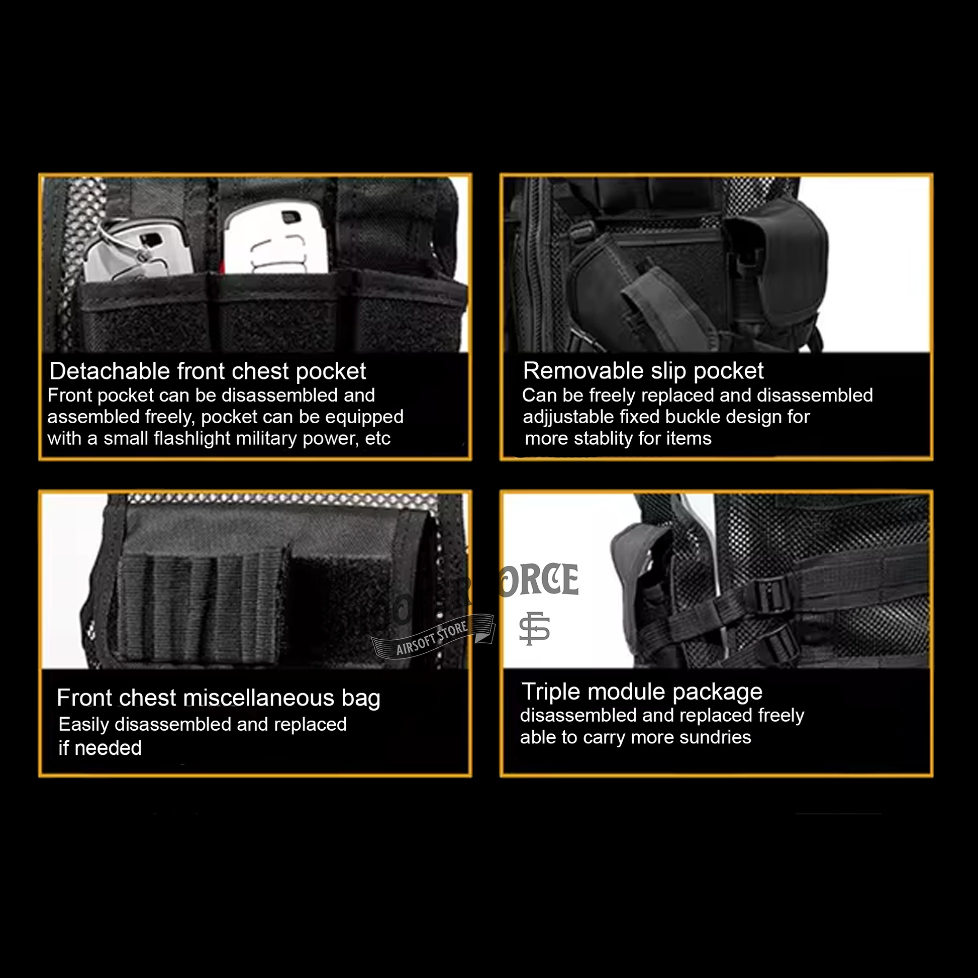 Black  MOLLE-Compatible Tactical Vest for Airsoft