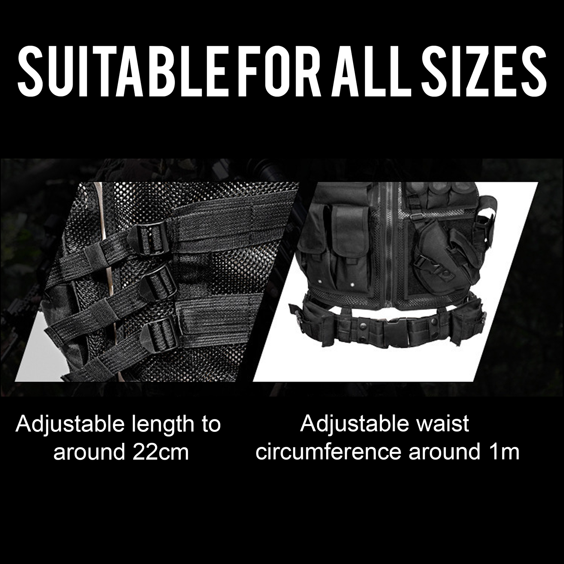 Black MOLLE-Compatible Tactical Vest for Airsoft