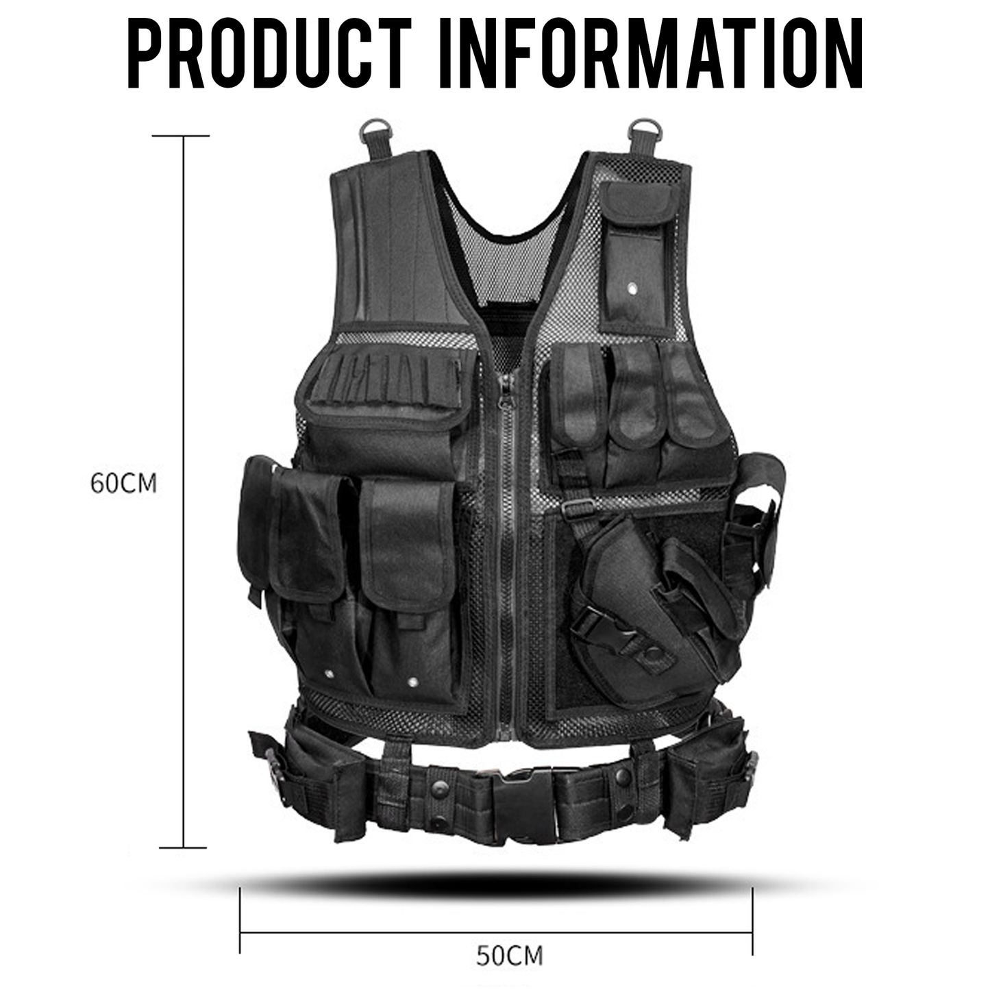 Black MOLLE-Compatible Tactical Vest for Airsoft