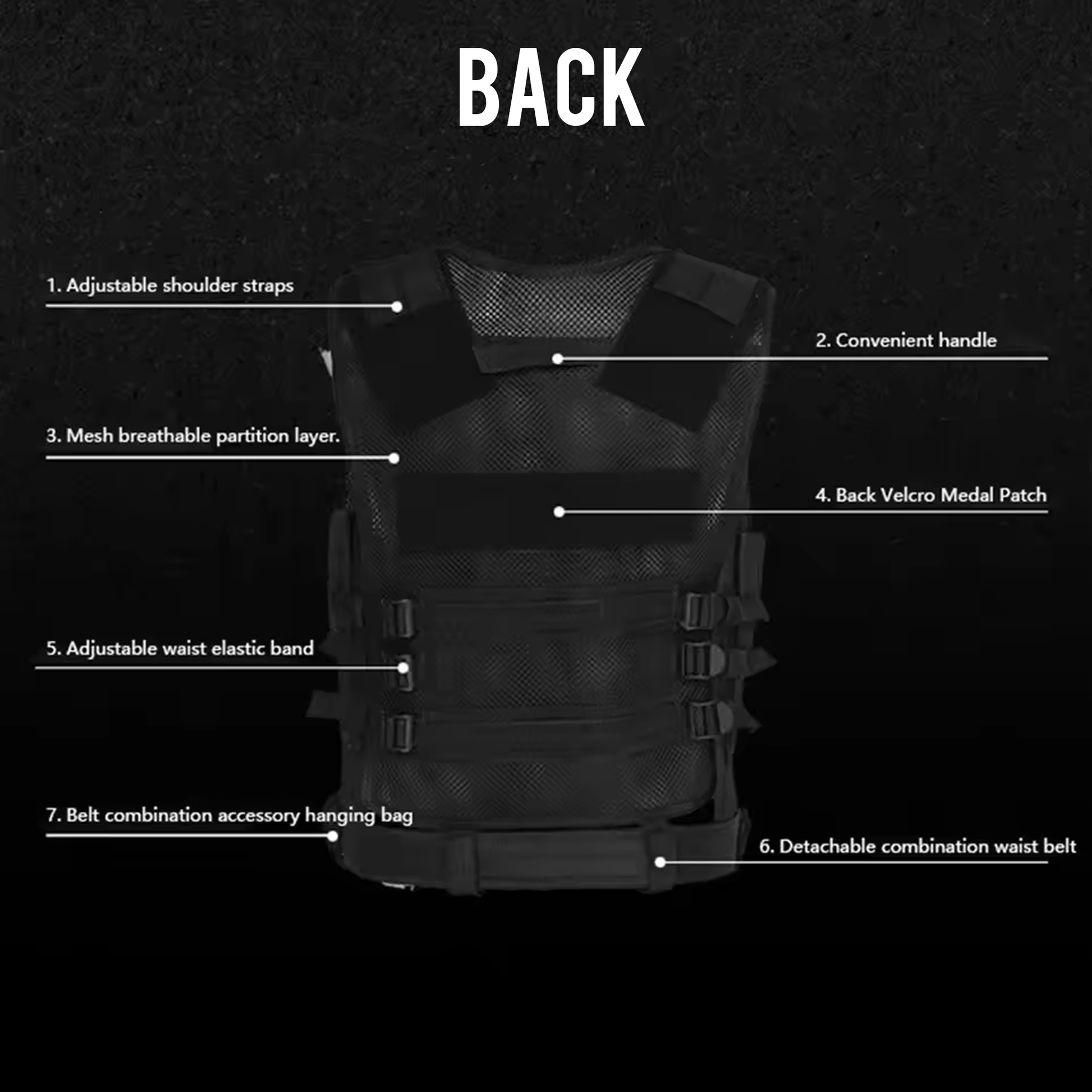 Black MOLLE-Compatible Tactical Vest for Airsoft