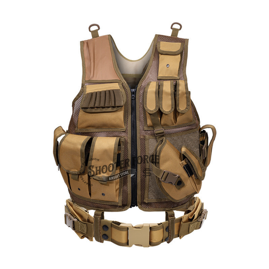 Tactical Vest – Airsoft Combat Protective Gear for Training - Brown