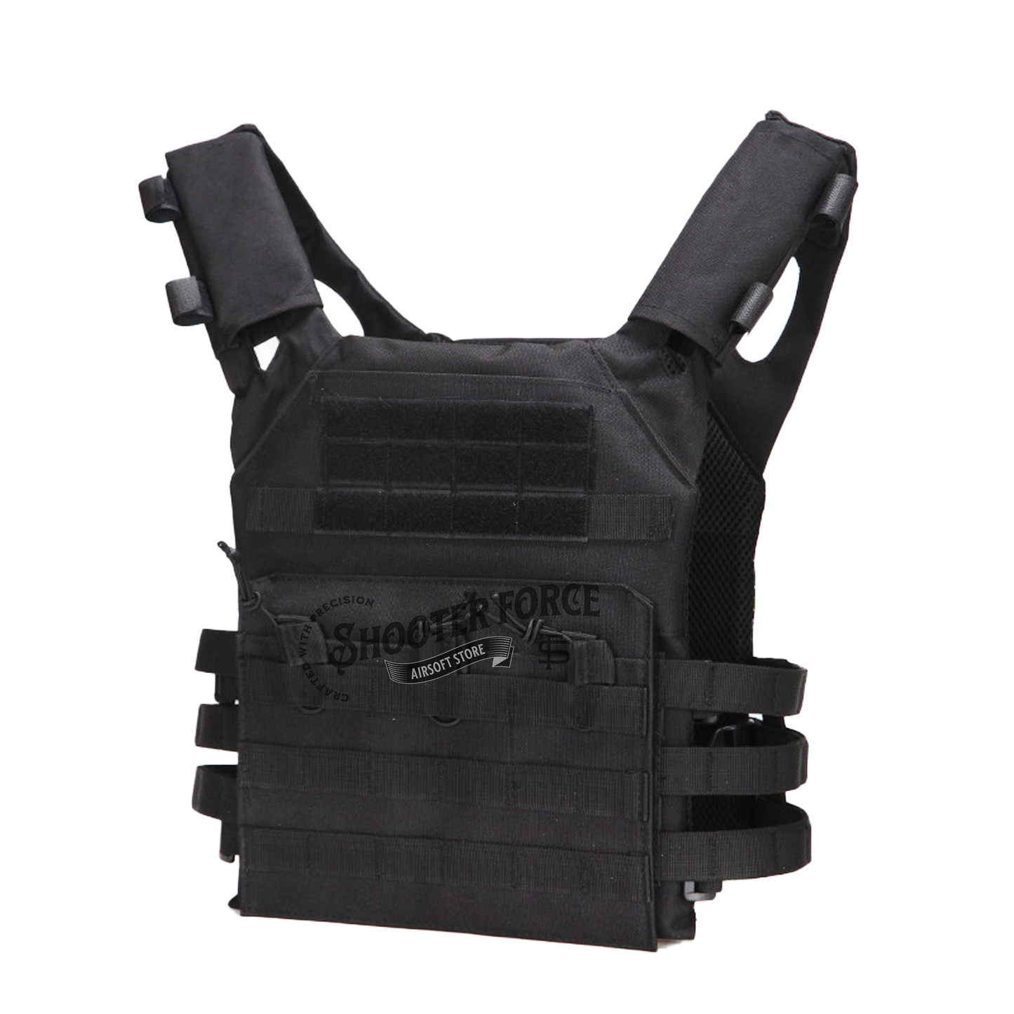 Lightweight Tactical Plate Carrier Vest - MOLLE Combat Body Armor - Black