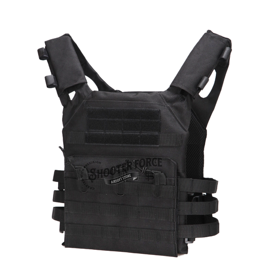 Lightweight Tactical Plate Carrier Vest - MOLLE Combat Body Armor - Black