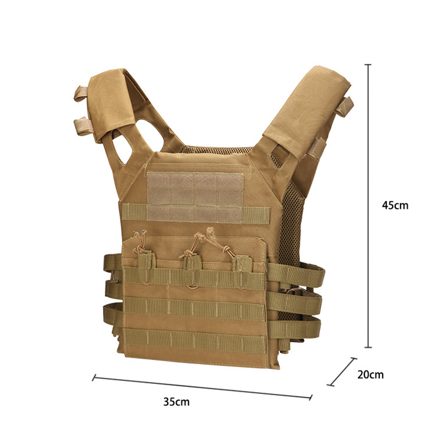 Lightweight Tactical Plate Carrier Vest - MOLLE Combat Body Armor - Black