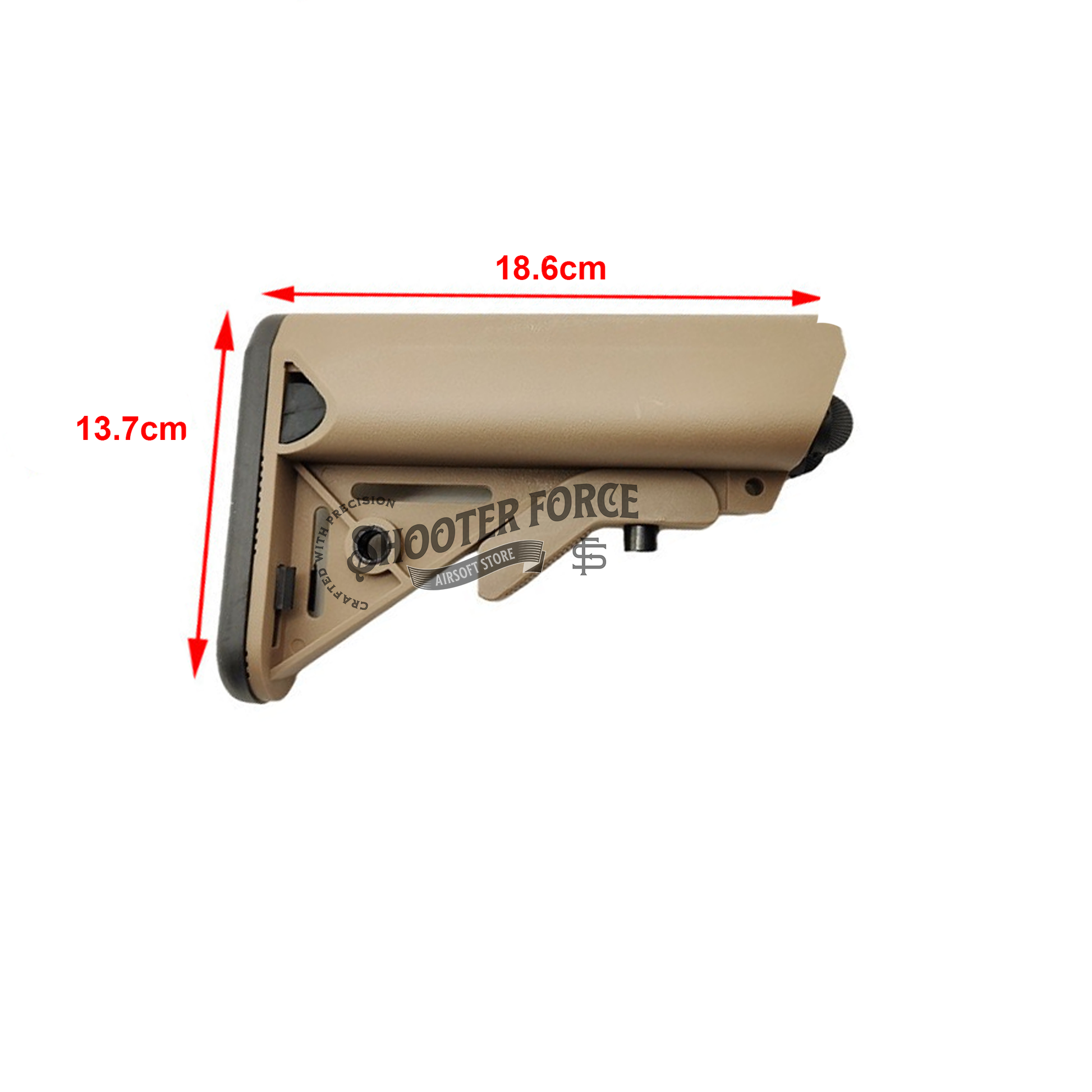 LMT Style M4 Crane Stock in black, featuring adjustable length and a durable design, providing enhanced stability and control for airsoft rifles.