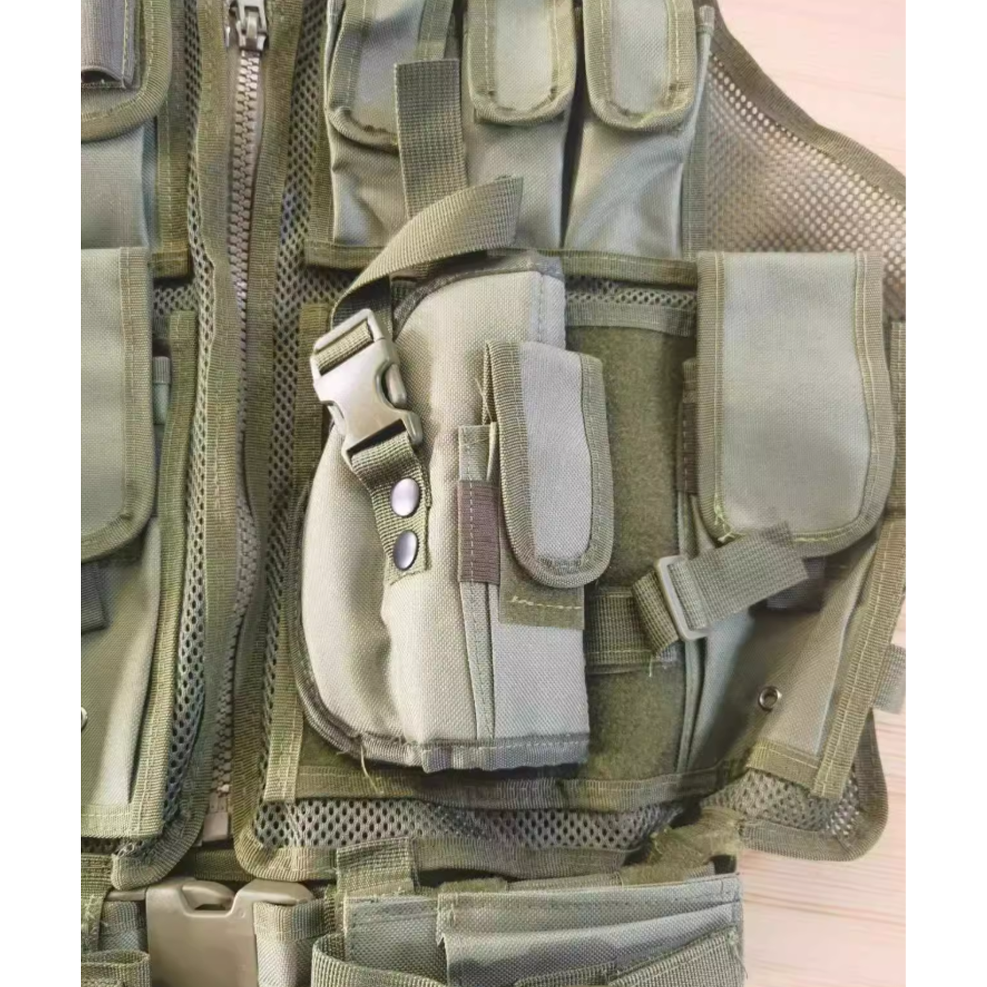 Green MOLLE-Compatible Tactical Vest for Airsoft