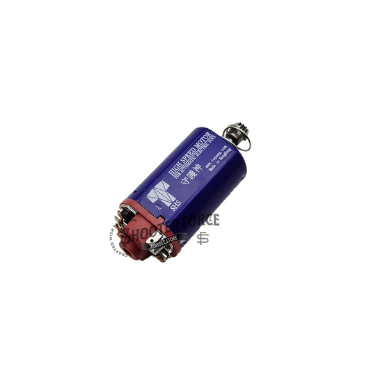 SHS 480 High Torque Motor in blue, short type, with a 46,000 RPM rating, designed to boost speed and power in airsoft guns for superior performance.