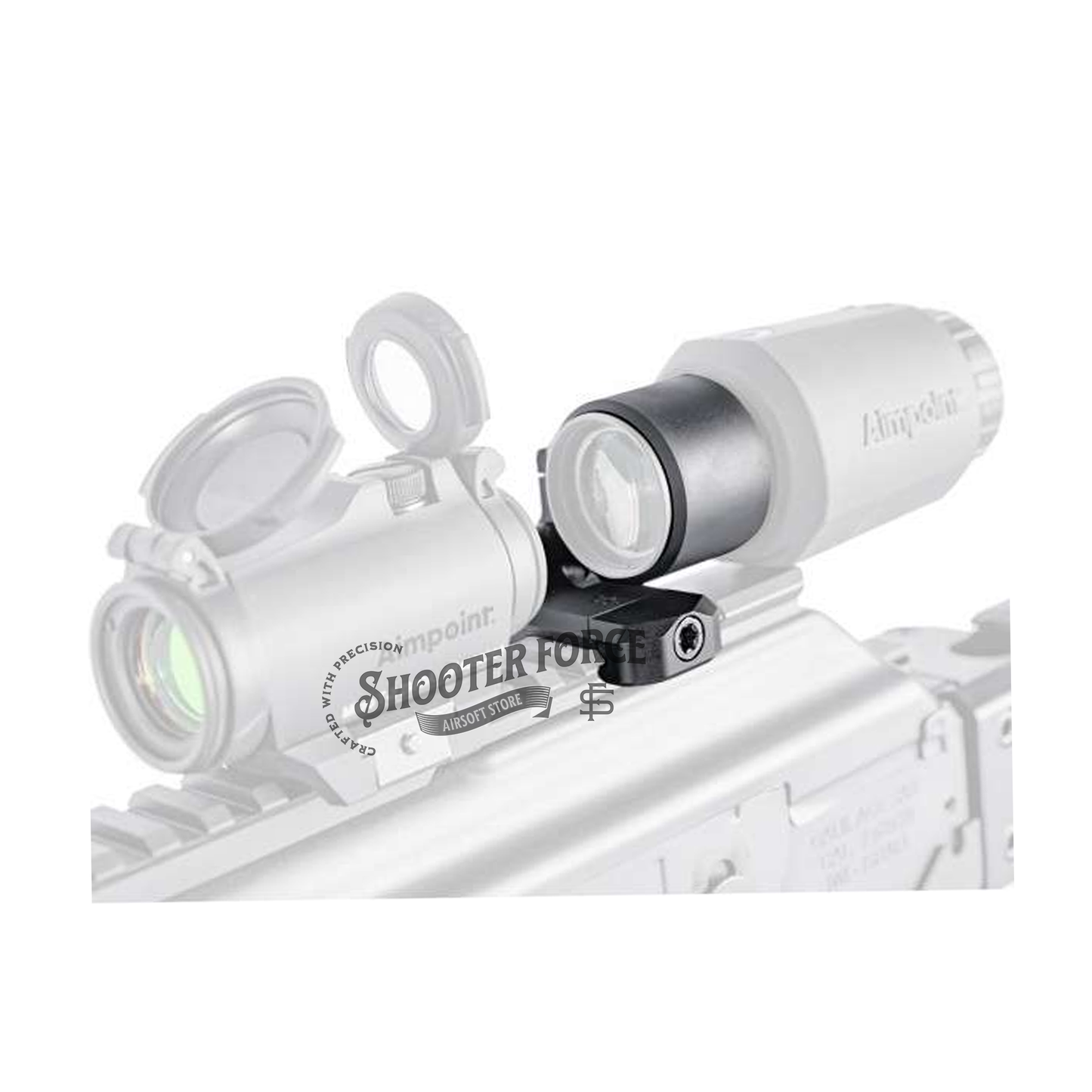 SOTAC Arisaka Low Micro Mount in black with a 0.9" optic centerline height, designed for T2 optics and 3X magnifiers, providing a secure, low-profile mounting option for airsoft gear.