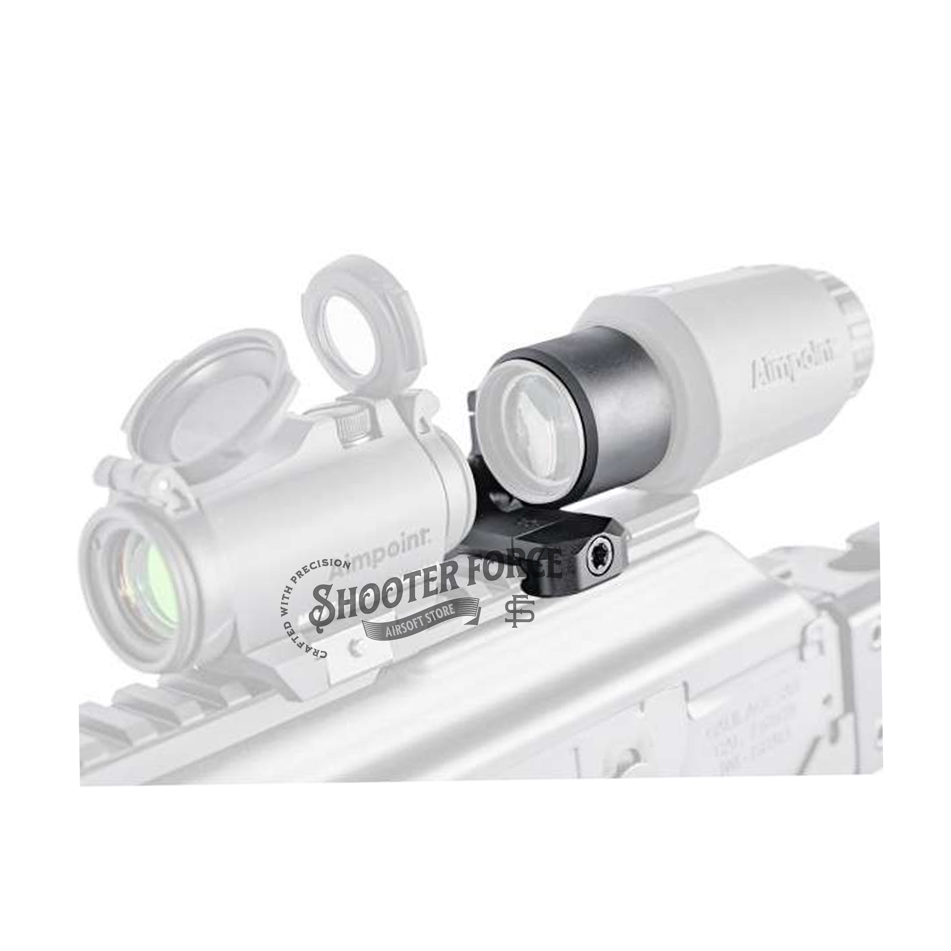 SOTAC Arisaka Low Micro Mount in black with a 0.9" optic centerline height, designed for T2 optics and 3X magnifiers, providing a secure, low-profile mounting option for airsoft gear.