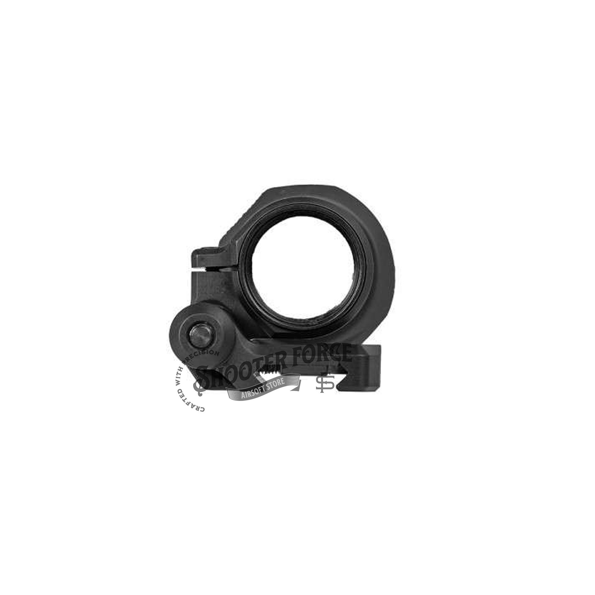 SOTAC Arisaka Low Micro Mount in black with a 0.9" optic centerline height, designed for T2 optics and 3X magnifiers, providing a secure, low-profile mounting option for airsoft gear.