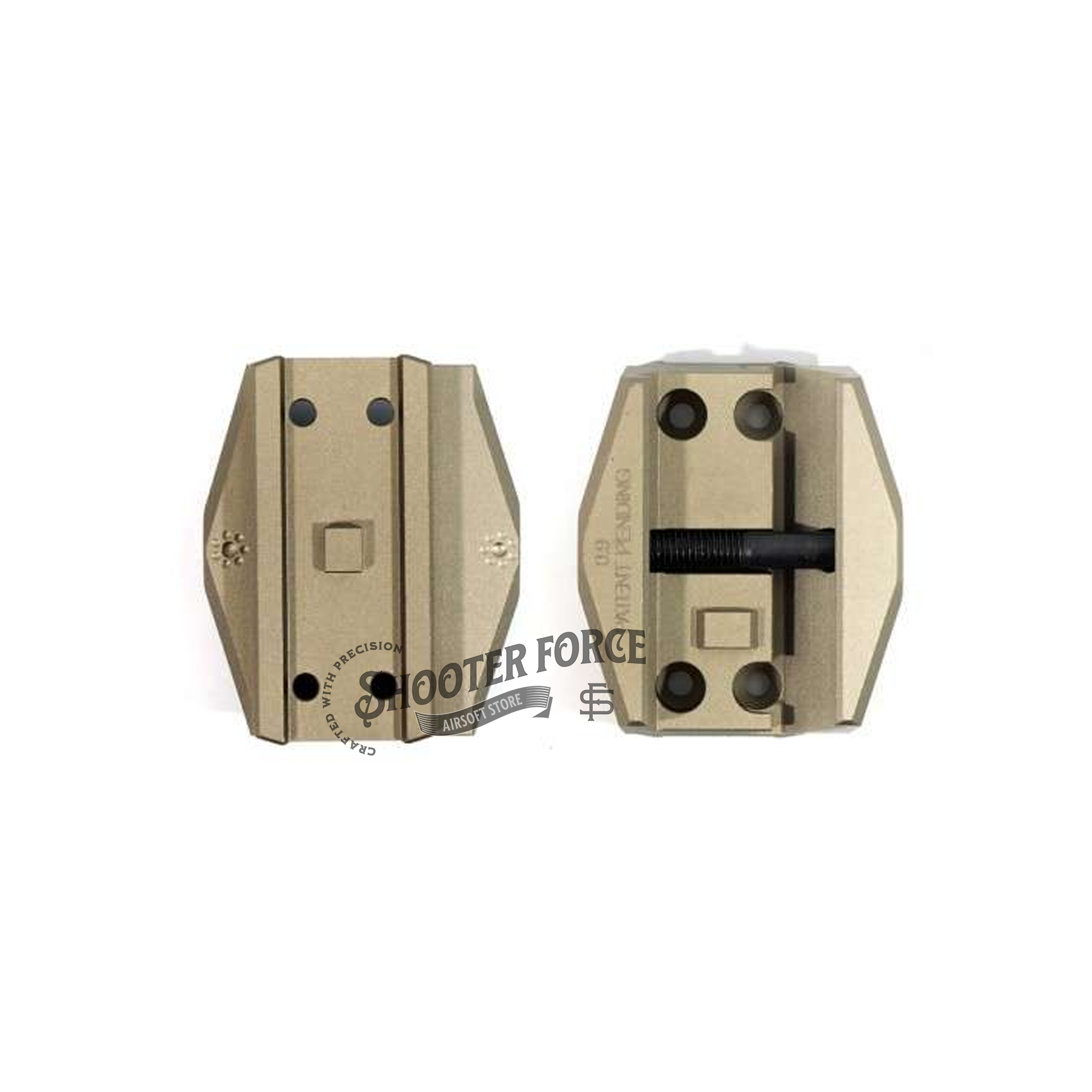SOTAC Arisaka Low Micro Mounts Optic Centerline: 0.9" Height For T2 And 3X Magnifier Combo - FDE