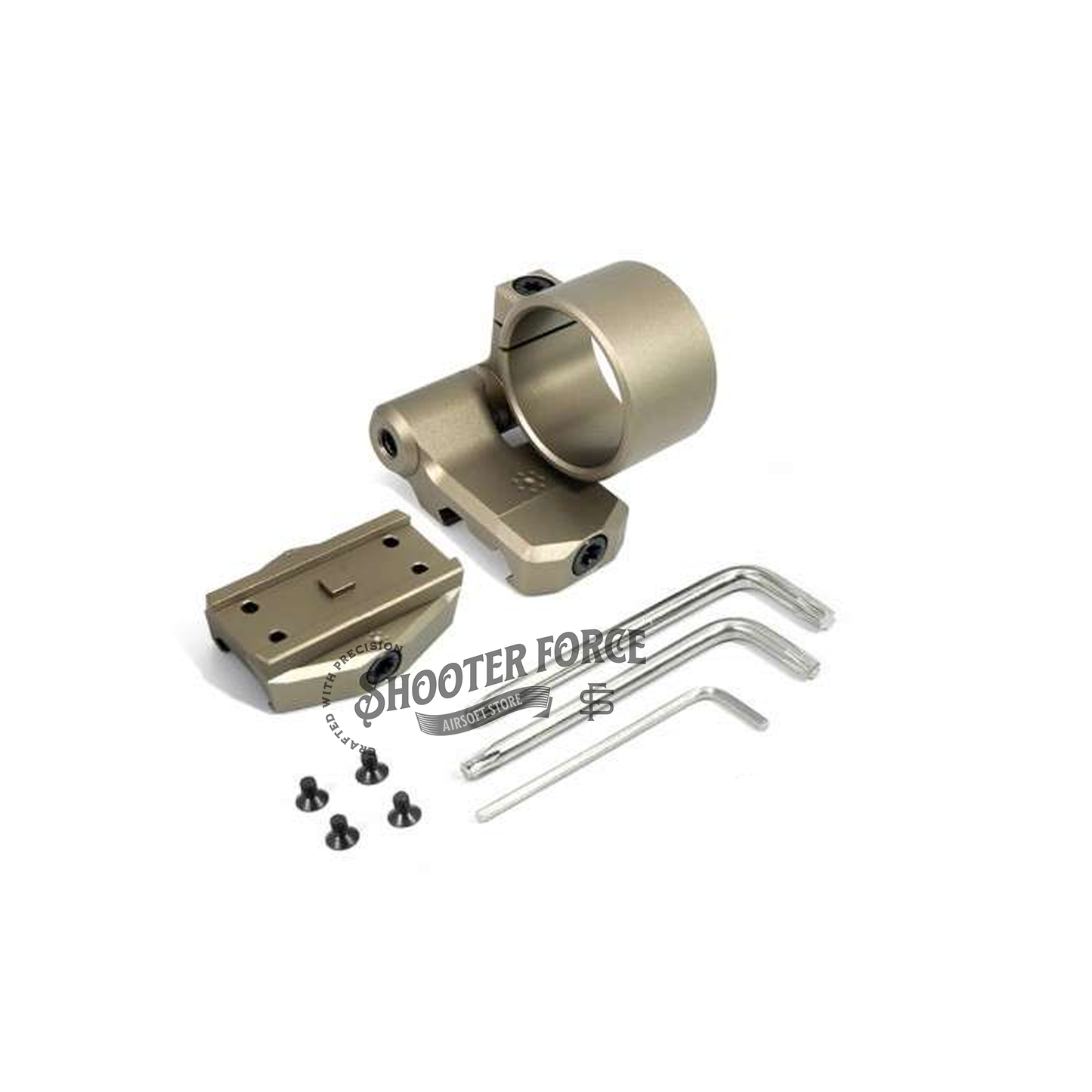 SOTAC Arisaka Low Micro Mounts Optic Centerline: 0.9" Height For T2 And 3X Magnifier Combo - FDE