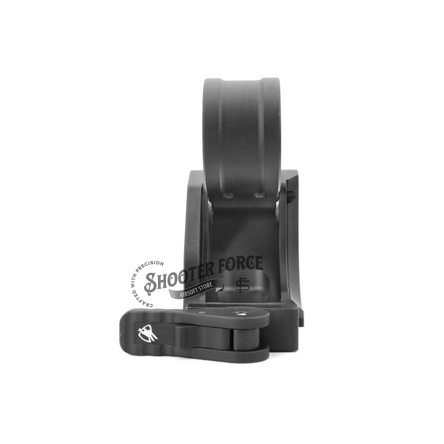 SOTAC FAST Flip-to-Center FTC 2.26" Magnifier Mount in black with quick-detach lever, designed for 3X-C, 3XMAG-1, and 30mm tube magnifiers, offering seamless transition and secure mounting.