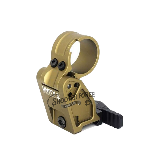 SOTAC FAST Flip-to-Center FTC 2.26" Magnifier Mount in FDE with a quick detach lever, designed for 3X-C, 3XMAG-1, and 30mm tube magnifiers, providing rapid deployment and secure mounting.