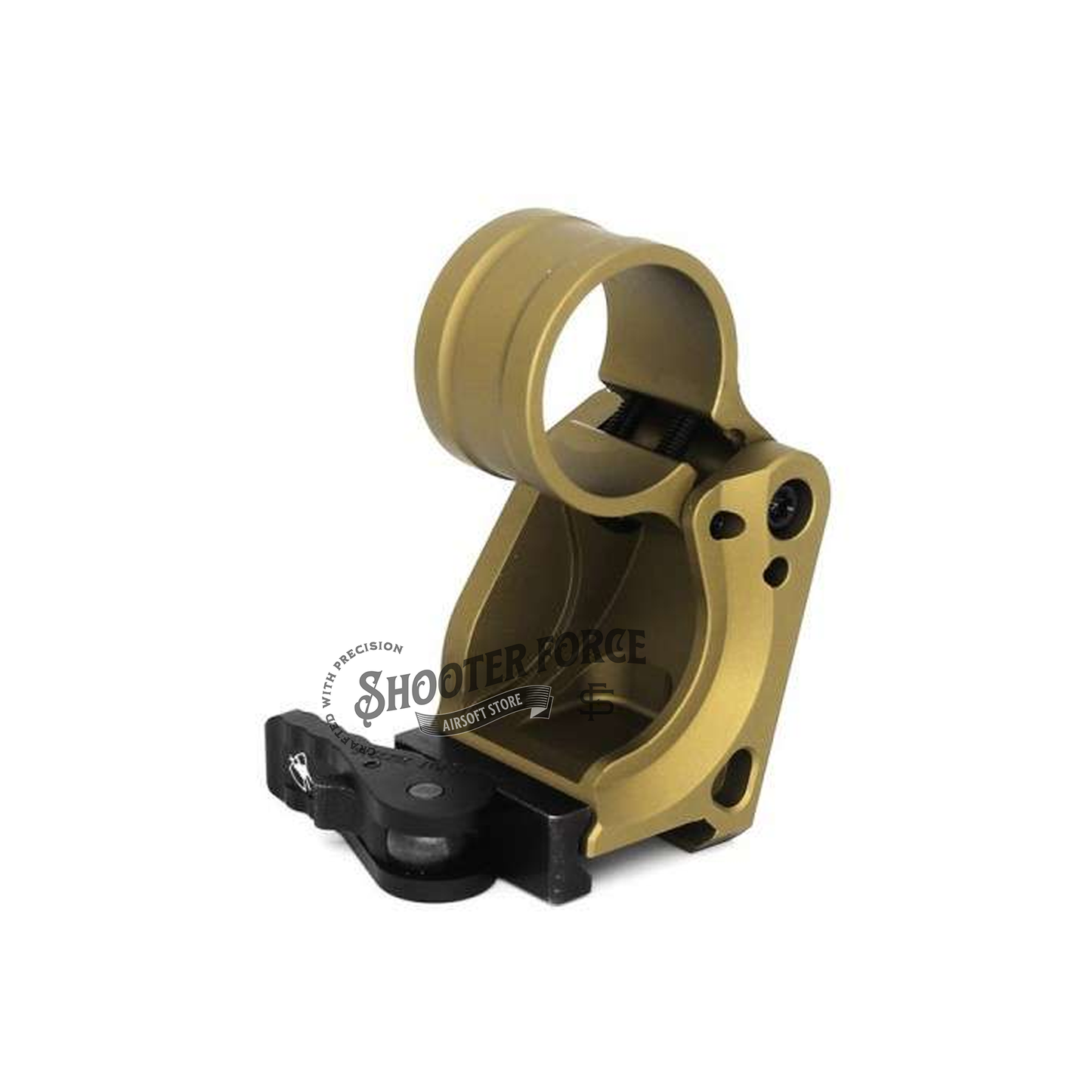 SOTAC FAST Flip-to-Center FTC 2.26" Magnifier Mount in FDE with a quick detach lever, designed for 3X-C, 3XMAG-1, and 30mm tube magnifiers, providing rapid deployment and secure mounting.