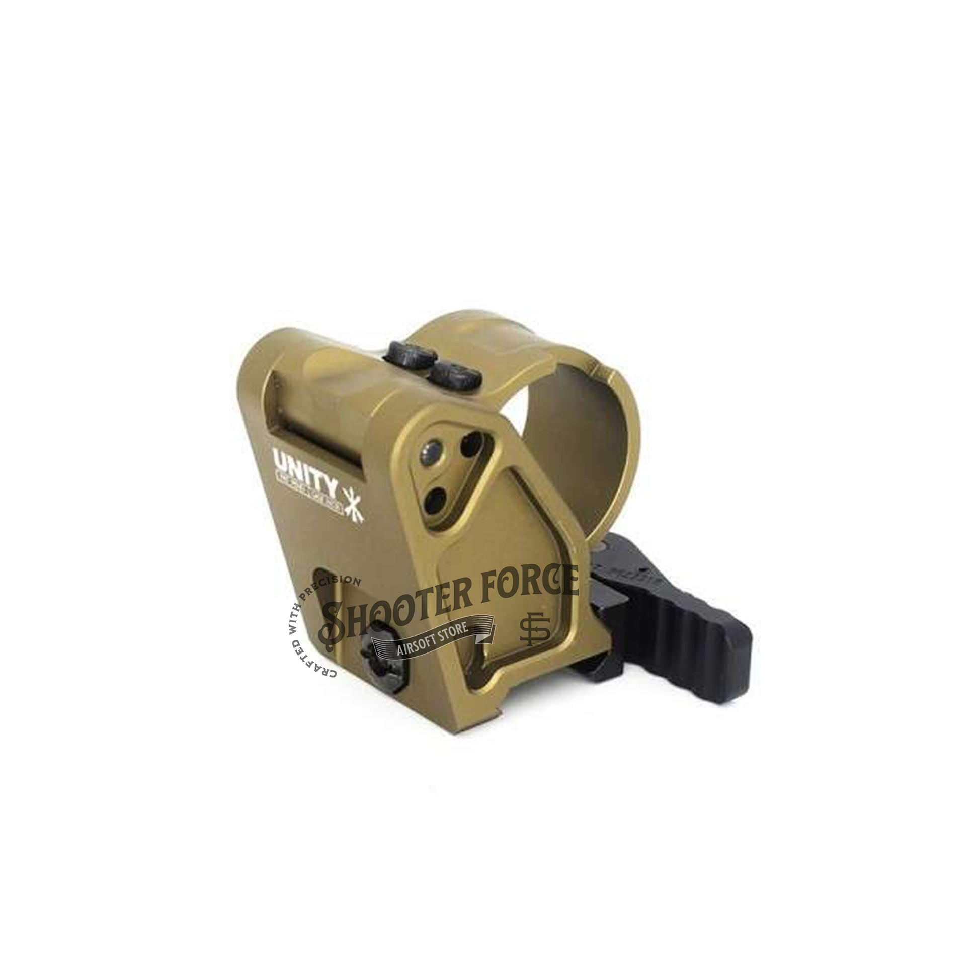 SOTAC FAST Flip-to-Center FTC 2.26" Magnifier Mount in FDE with a quick detach lever, designed for 3X-C, 3XMAG-1, and 30mm tube magnifiers, providing rapid deployment and secure mounting.