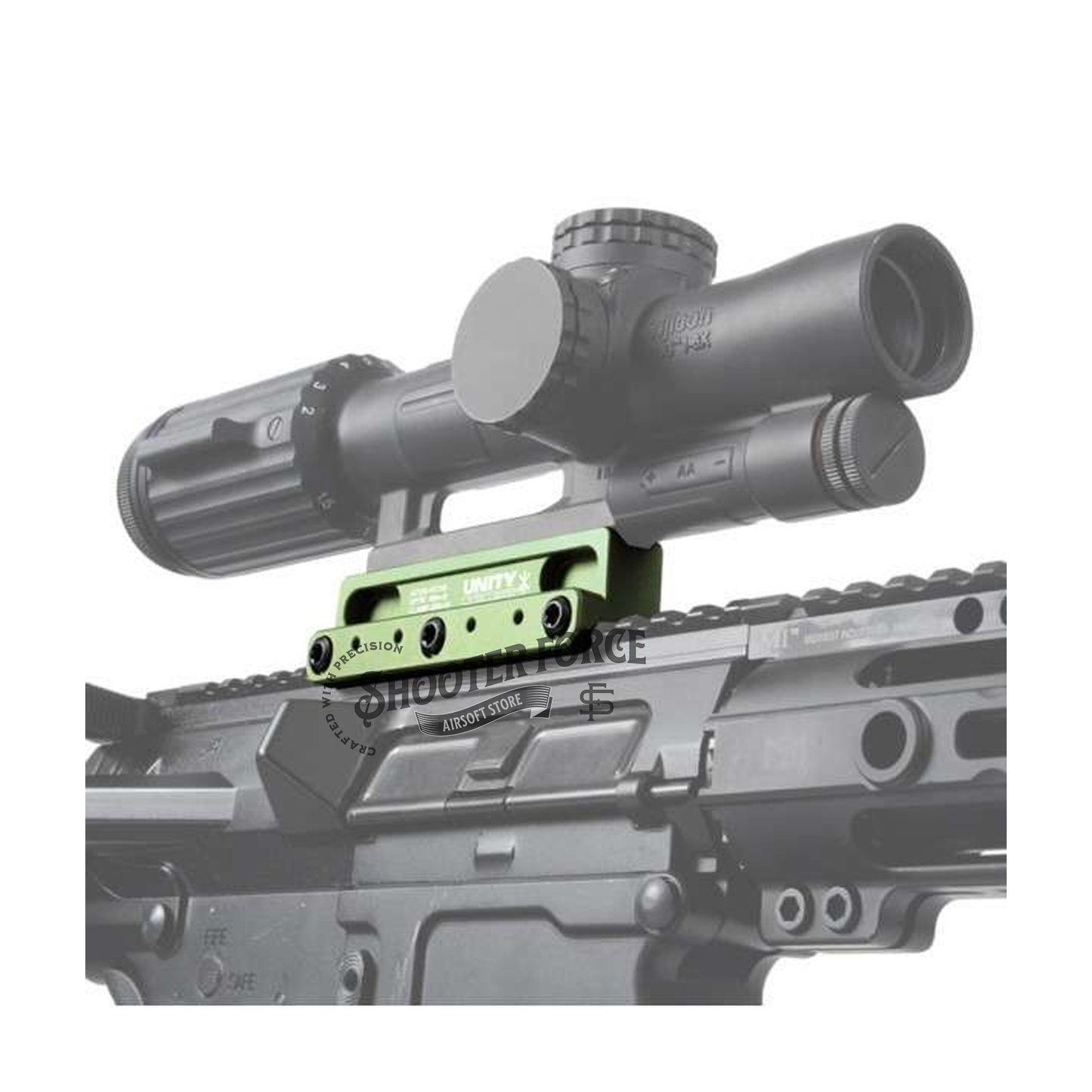 SOTAC FAST OCG Series 2.05" Scope Mount in Green, providing secure and stable attachment for ACOG and VCOG optics in airsoft setups.