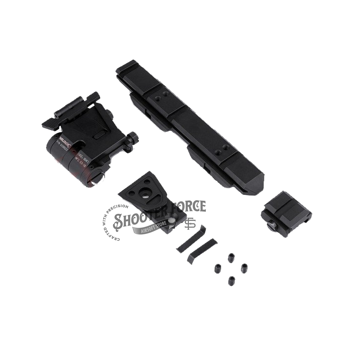 SOTAC Flip Mount with Riser System for EOTECH G33/G43 +558 in Black, perfect for airsoft enthusiasts to enhance sight alignment and target acquisition during gameplay.