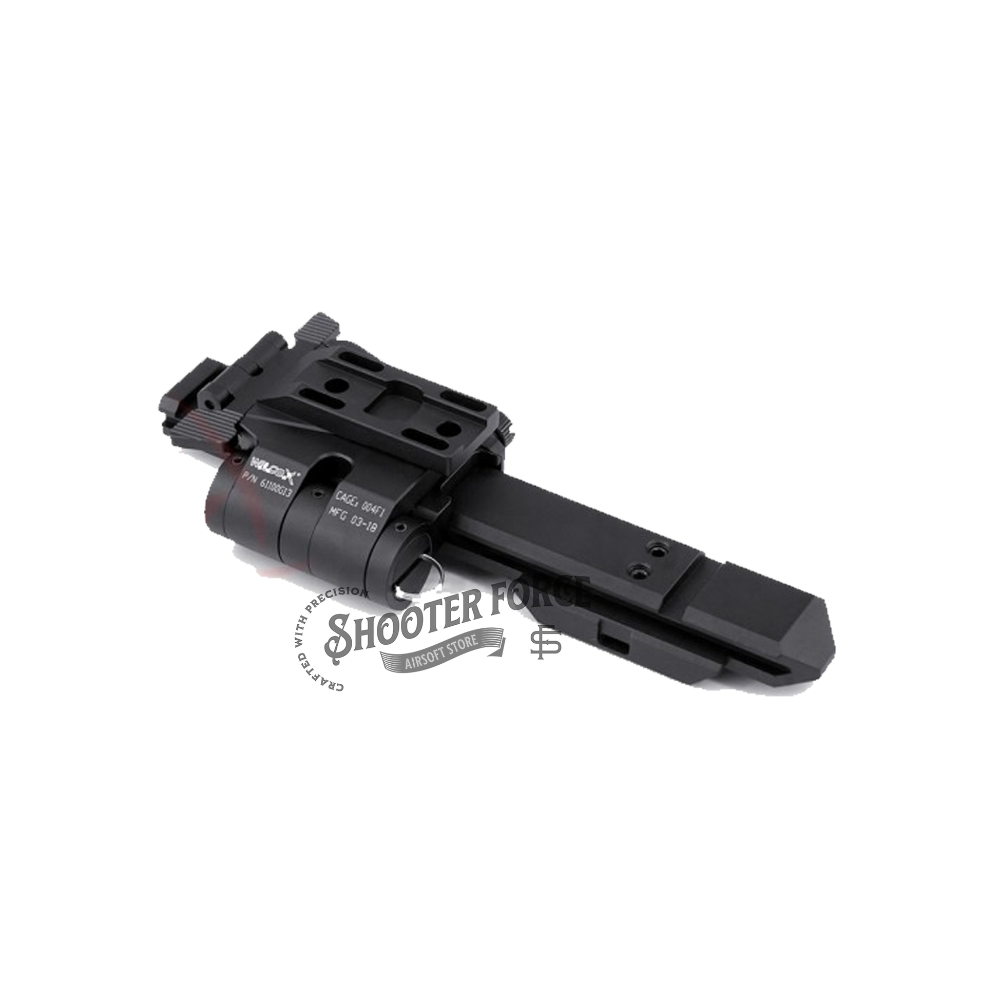 SOTAC Flip Mount with Riser System for EOTECH G33/G43 +558 in Black, perfect for airsoft enthusiasts to enhance sight alignment and target acquisition during gameplay.