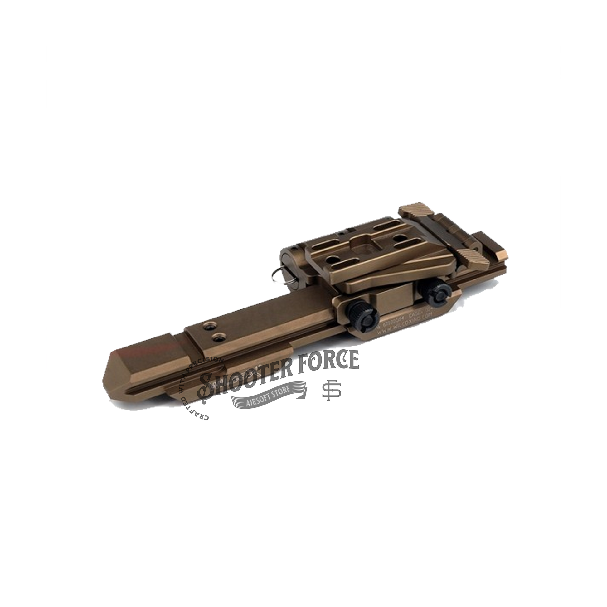 SOTAC Flip Mount with Riser System for EOTECH G33/G43 +558 in DE color, designed for airsoft players to enhance sight alignment and quick target acquisition.