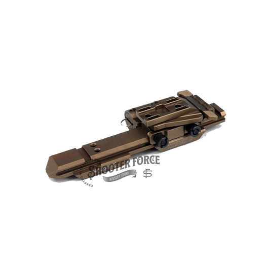 SOTAC Flip Mount with Riser System for EOTECH G33/G43 +558 in DE color, designed for airsoft players to enhance sight alignment and quick target acquisition.