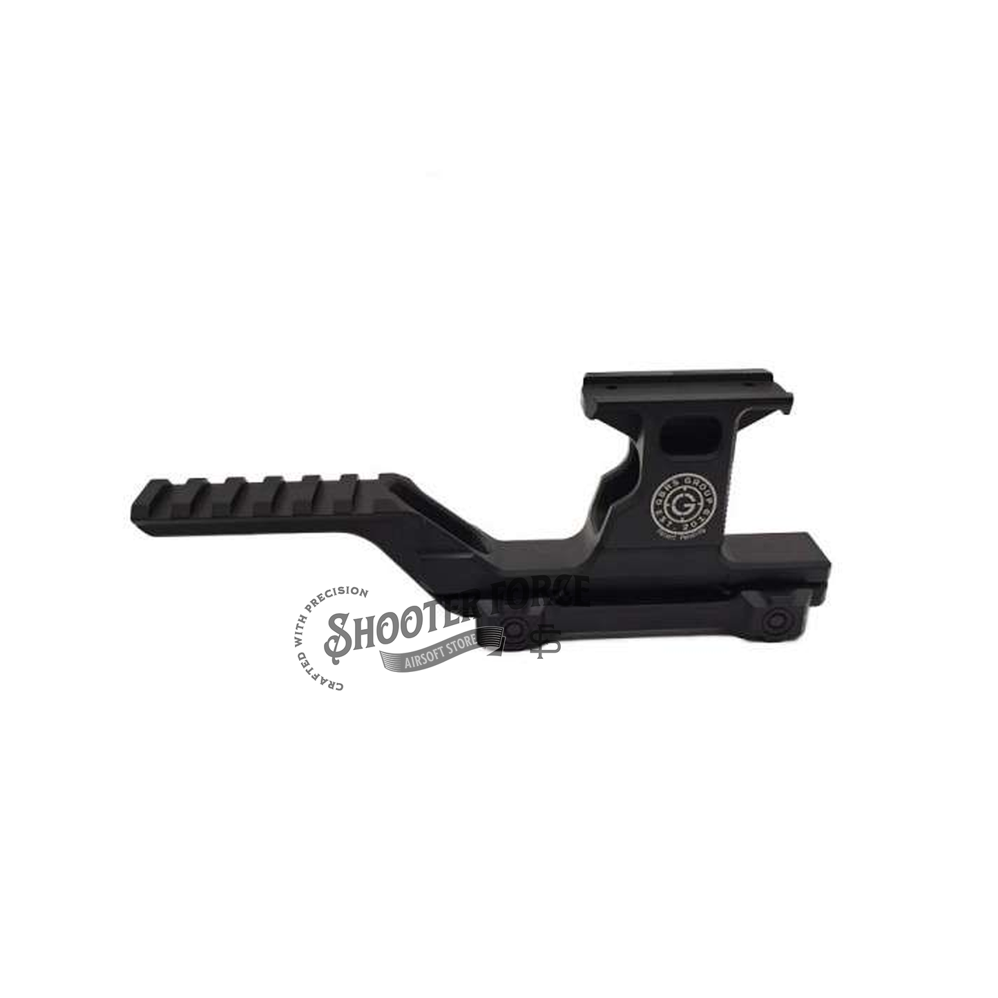 SOTAC GBRS Hydra Group Mount for MicroT2 Red Dot Sight in Black, designed for airsoft use, ensuring precise mounting and quick sight alignment for tactical gameplay.
