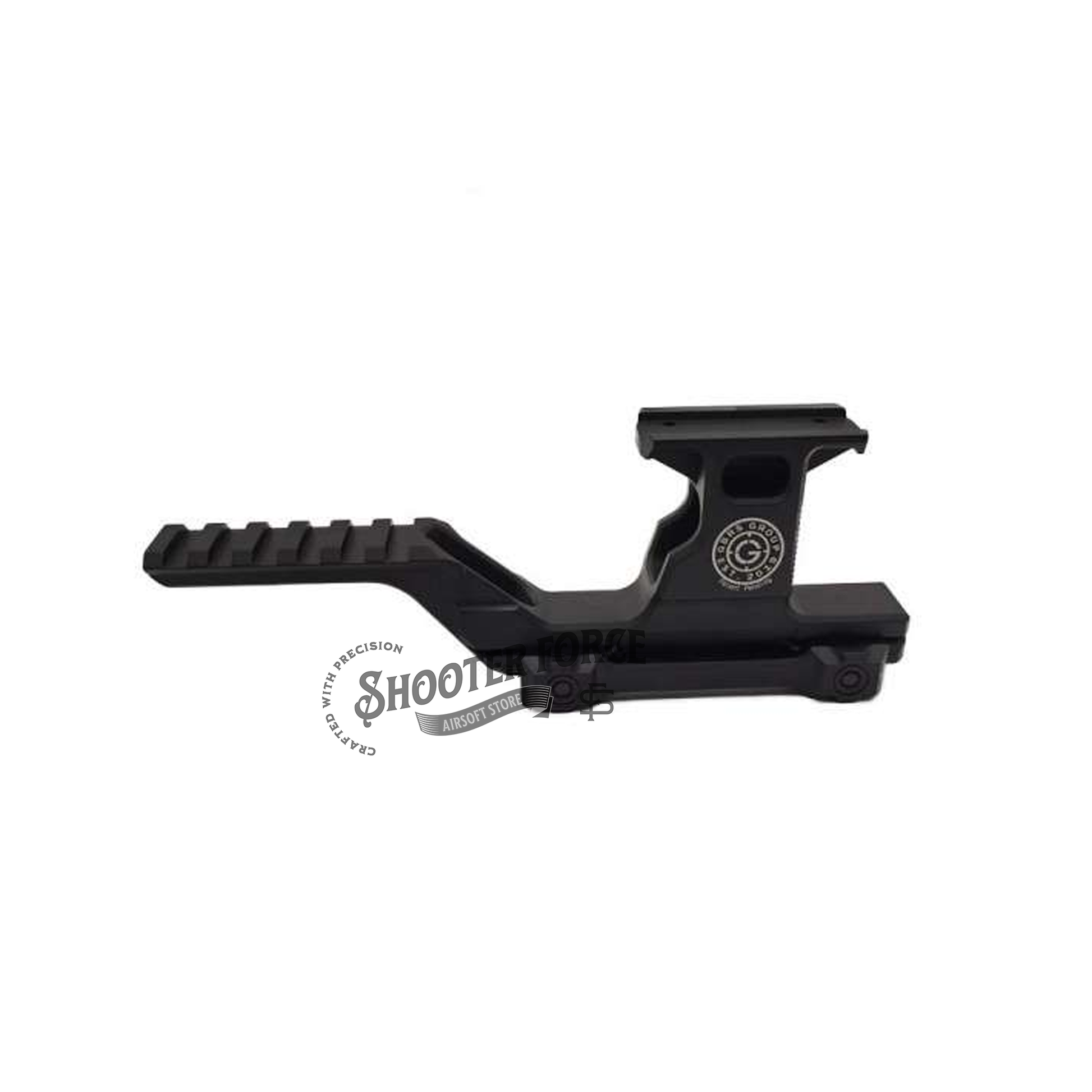SOTAC GBRS Hydra Group Mount for MicroT2 Red Dot Sight in Black, designed for airsoft use, ensuring precise mounting and quick sight alignment for tactical gameplay.