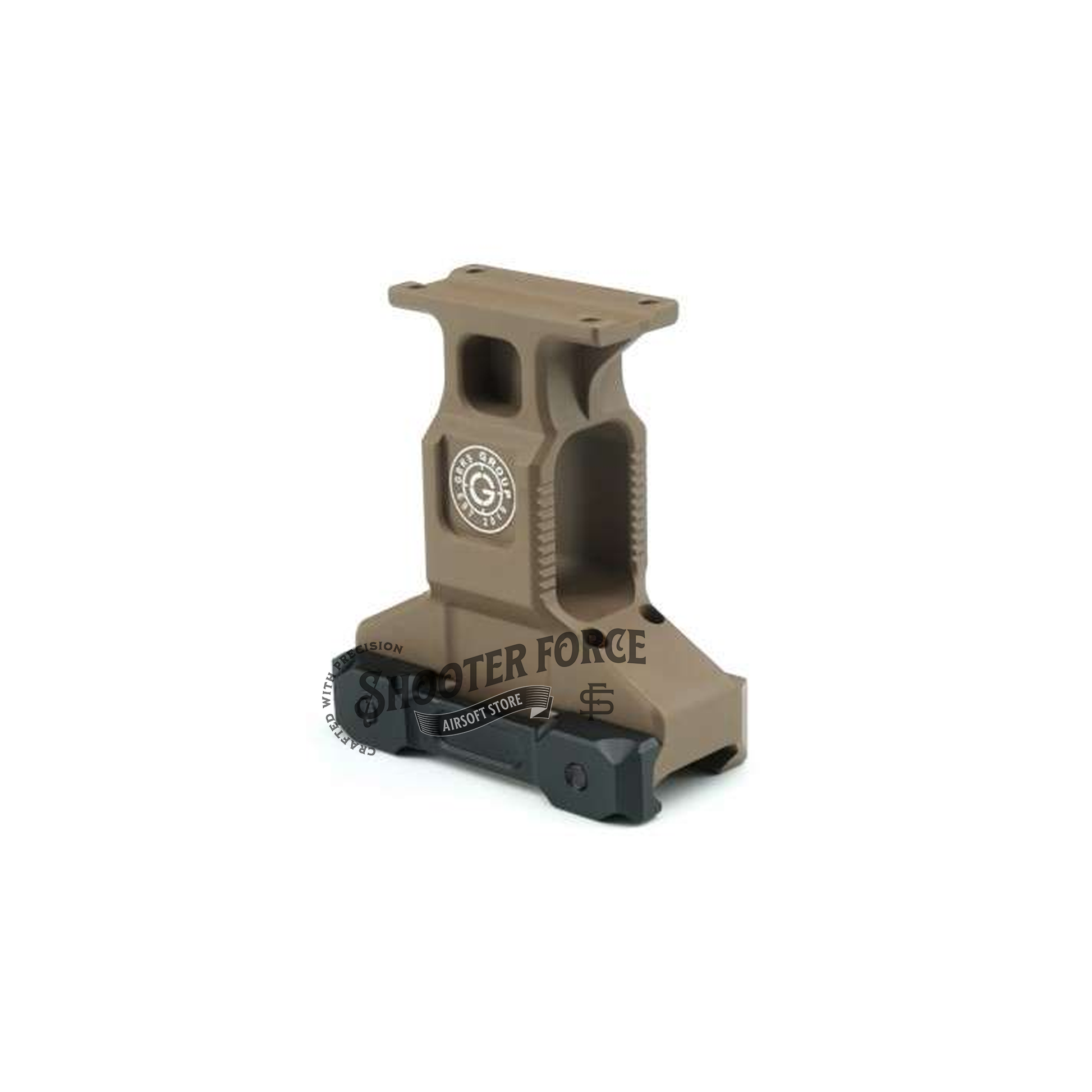 SOTAC GBRS Lerna Mount in FDE color, compatible with MRO Red Dot Sight, offering enhanced stability and durability for tactical applications.
