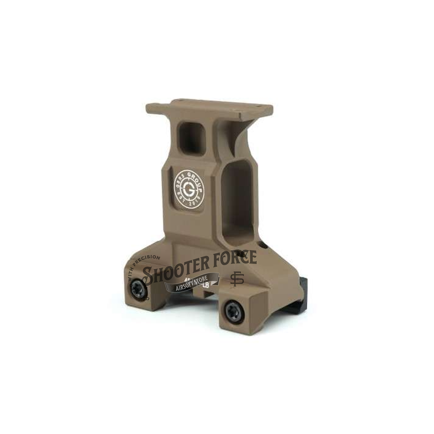 SOTAC GBRS Lerna Mount in FDE color, compatible with MRO Red Dot Sight, offering enhanced stability and durability for tactical applications.