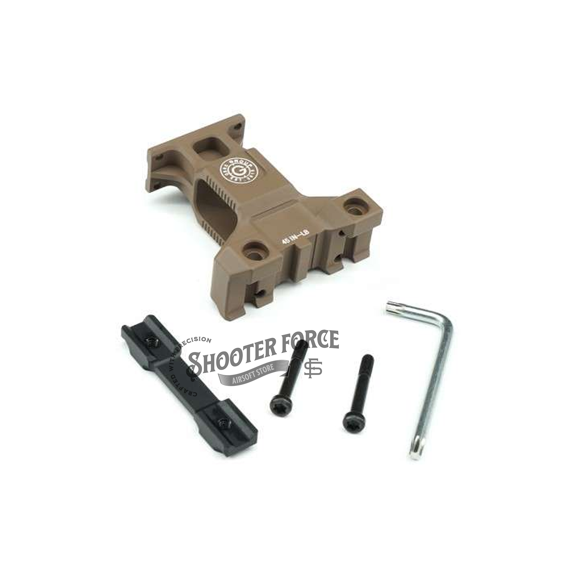 SOTAC GBRS Lerna Mount in FDE color, compatible with MRO Red Dot Sight, offering enhanced stability and durability for tactical applications.