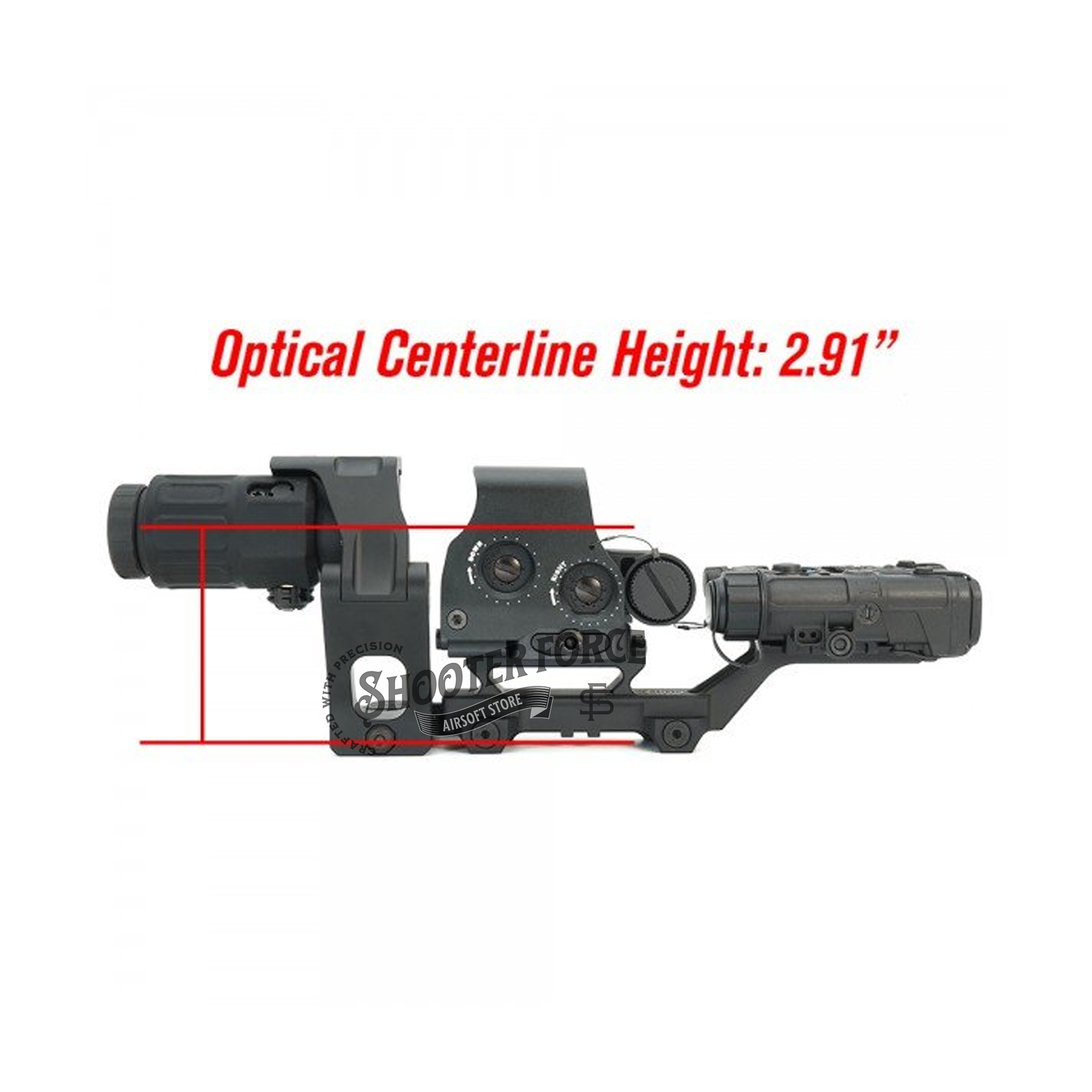 SOTAC GBRS OMNI FTC Mount in black with 2.91" optic height, designed for tactical use, offering quick sight alignment and lasting durability.