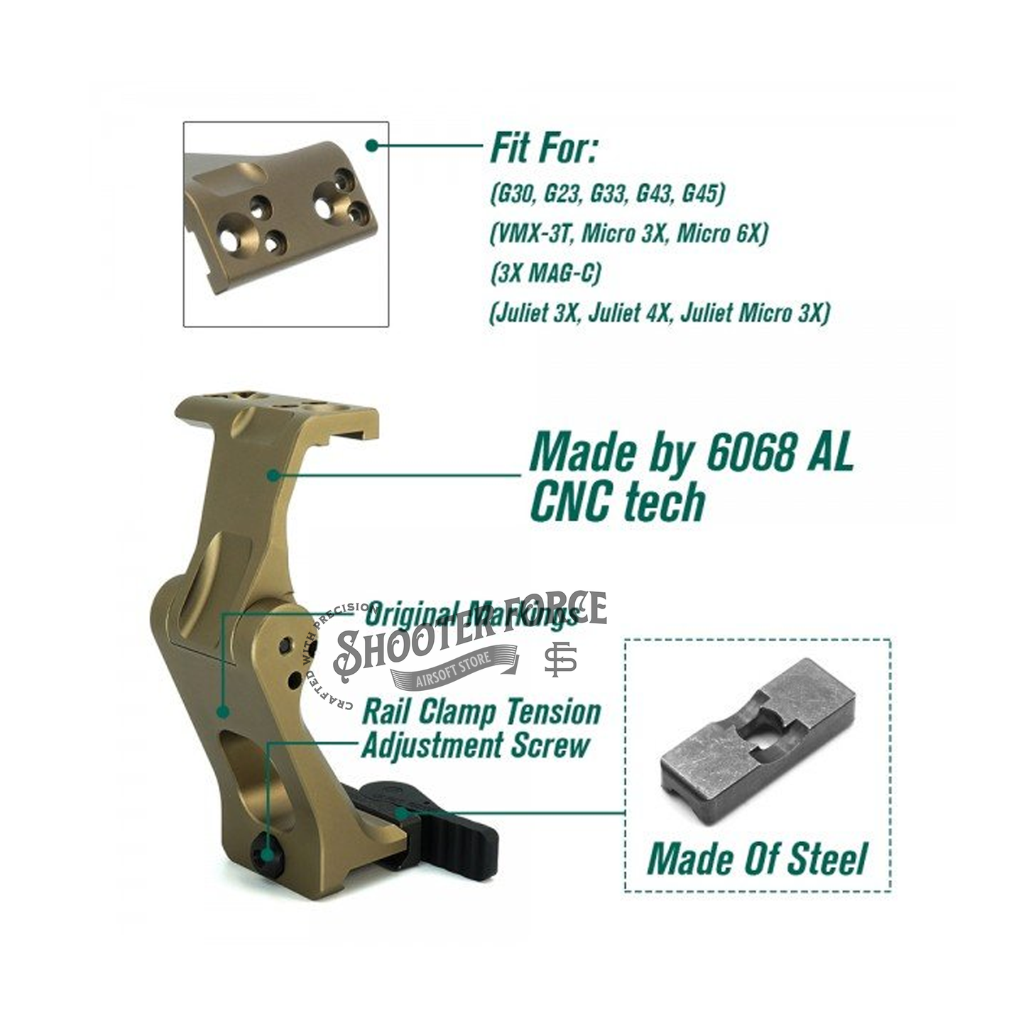 SOTAC GBRS OMNI FTC Mount with 2.91" optic height, FDE finish, designed for tactical use, ensuring fast sight acquisition and reliable durability.