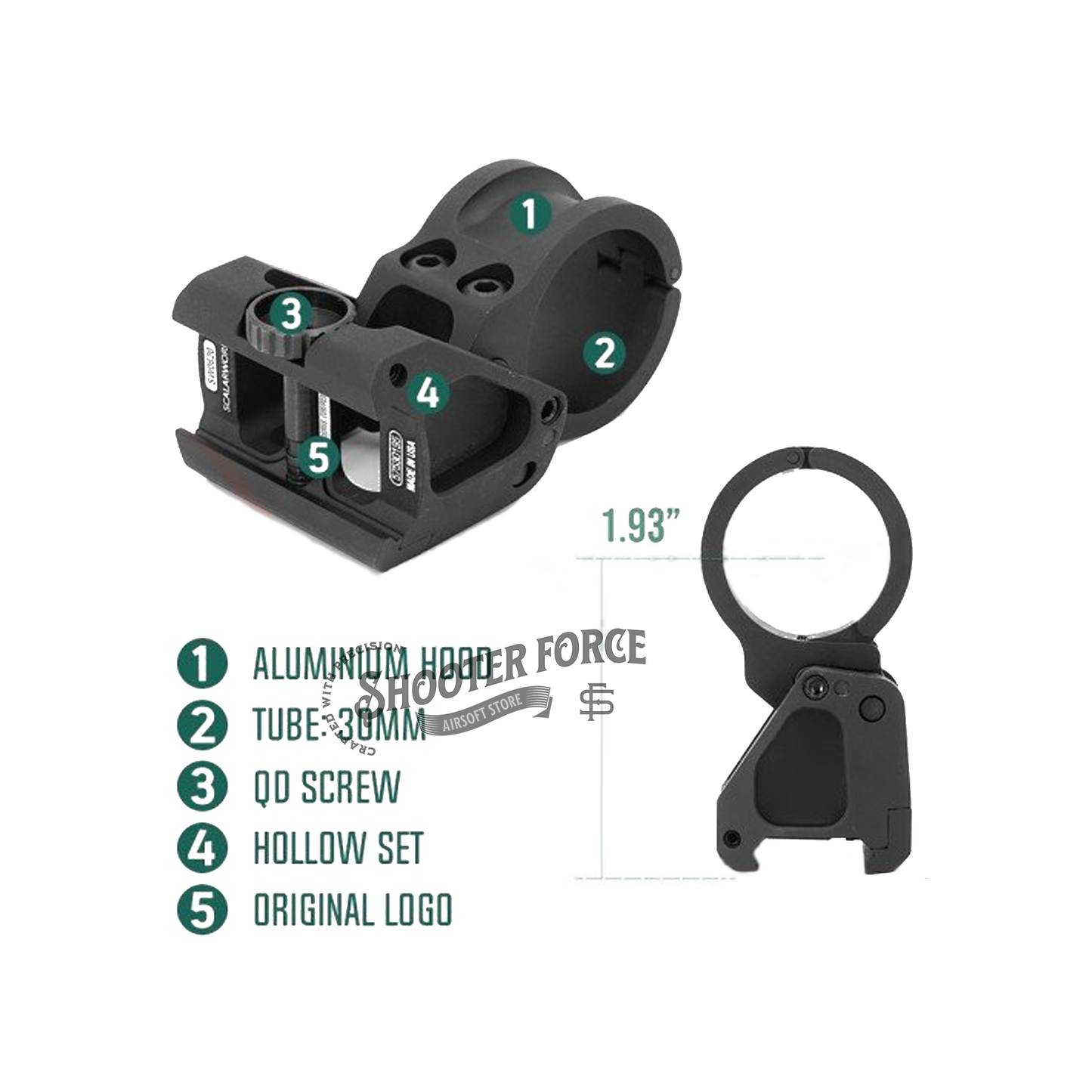 SOTAC LEAP/06 1.93-inch 30mm magnifier mount for tactical optics, providing elevated centerline height and secure attachment for enhanced precision.