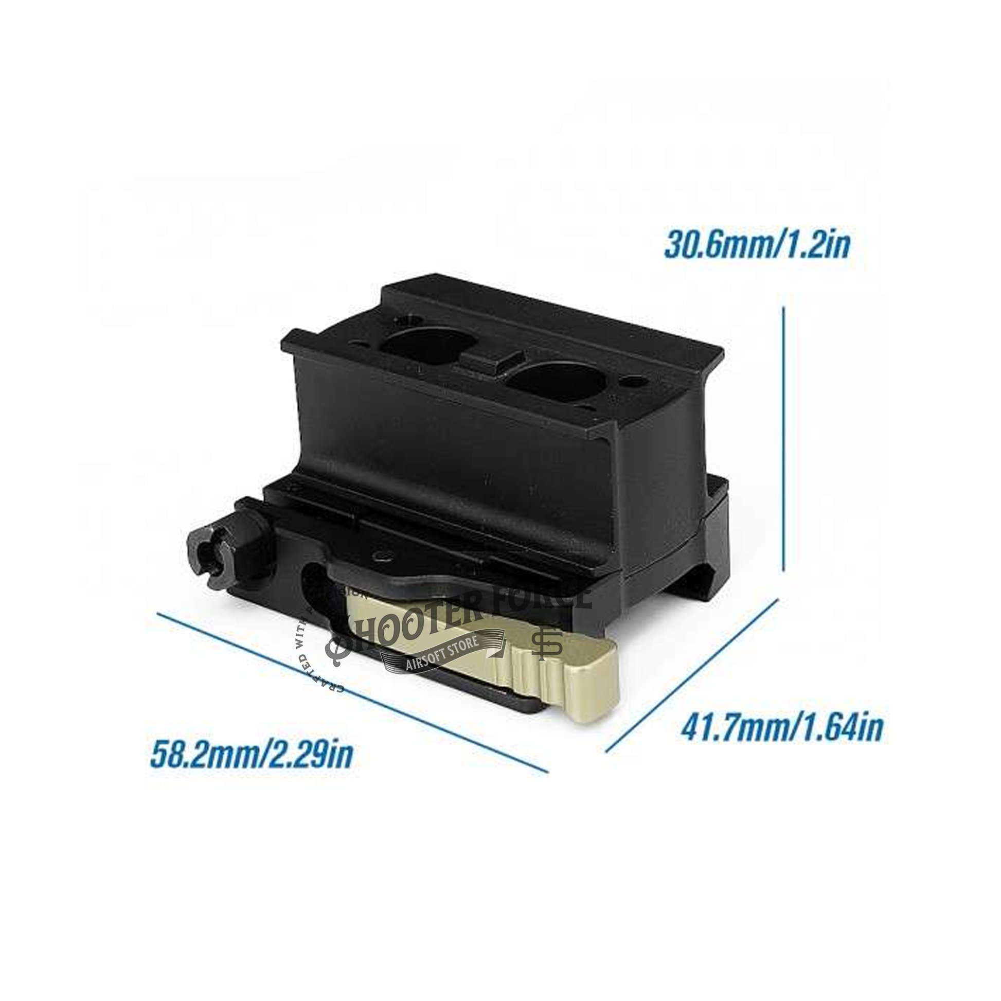 SOTAC LRP Micro QD Mount-base with Spacer, offering a 1.54" centerline height for stable and precise optic mounting on airsoft rifles. Includes quick-detach functionality for convenience.