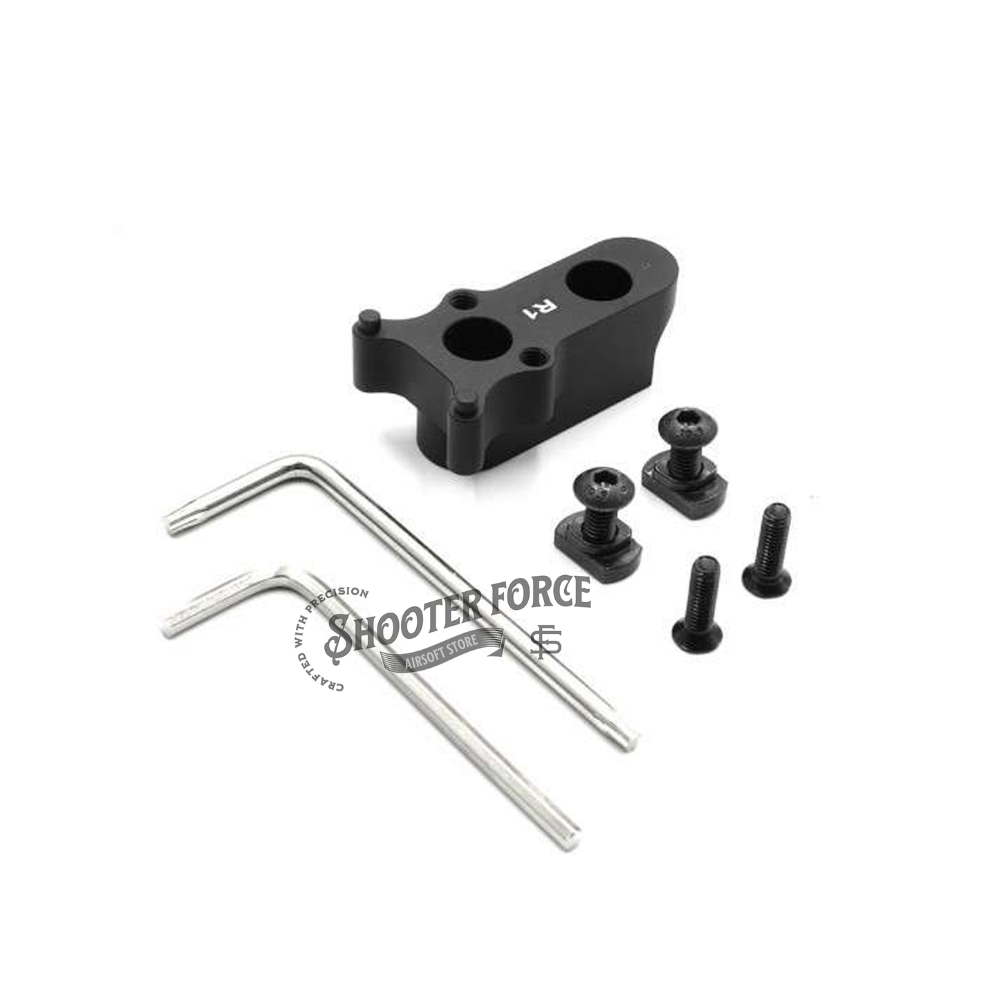 SOTAC M-LOK Keymod Mounting Kit in Black, designed for secure mounting of ROMEO1 Red Dot Sight on M-LOK or Keymod rails, ensuring stability and accuracy in airsoft rifles.
