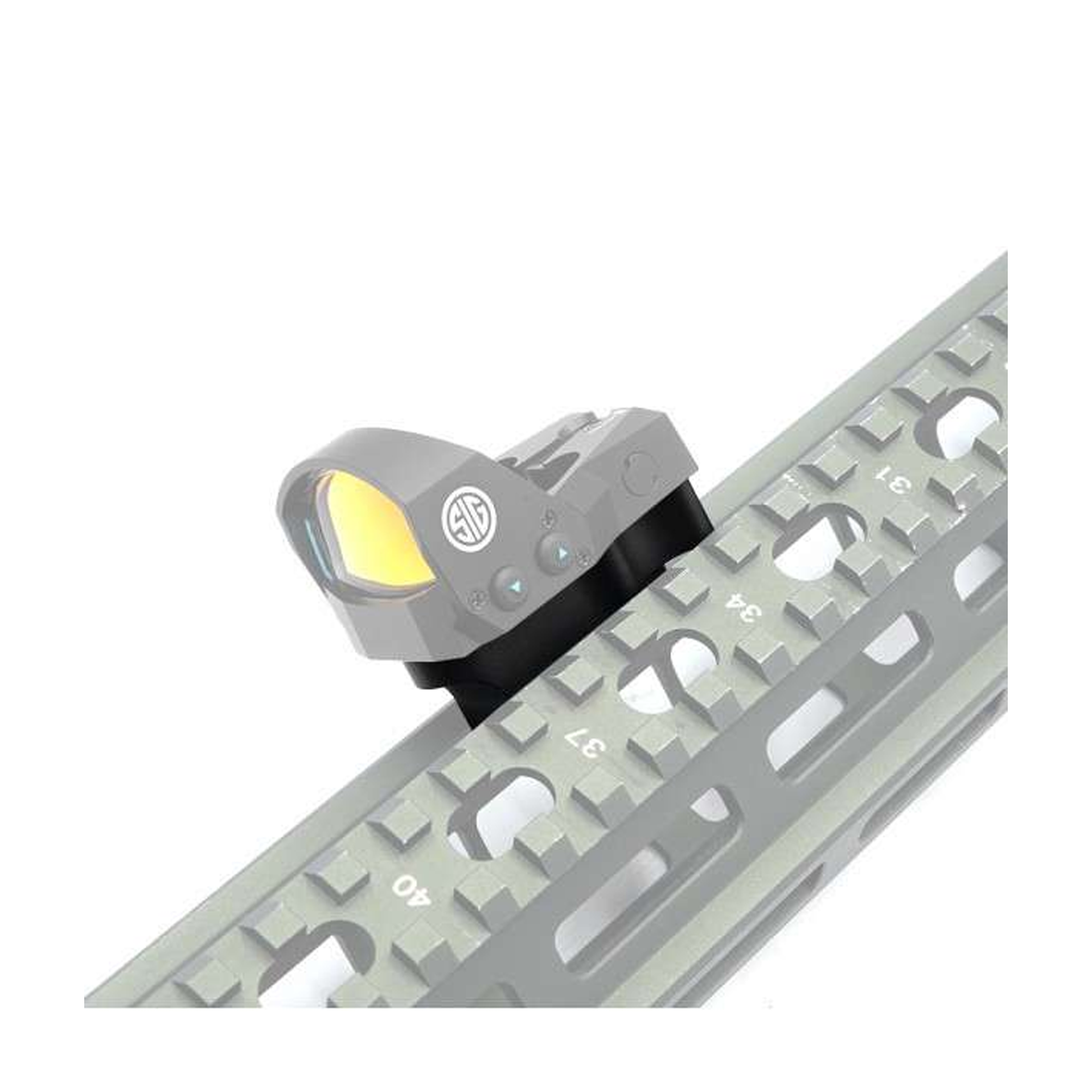 SOTAC M-LOK Keymod Mounting Kit in FDE, providing a secure and stable platform for mounting ROMEO1 Red Dot Sight on M-LOK or Keymod rails in airsoft rifles.