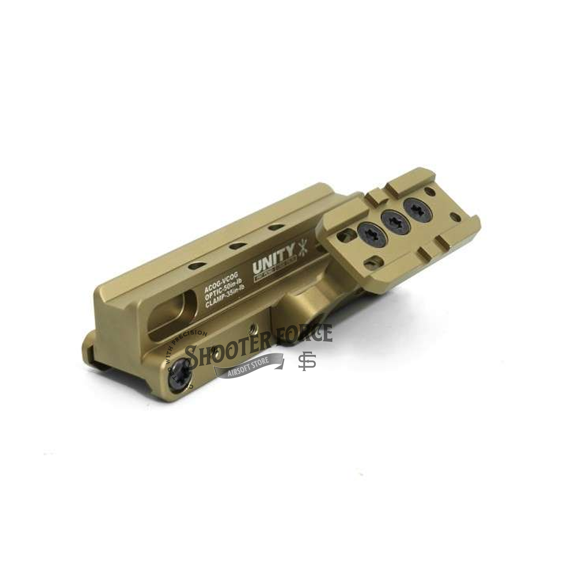 SOTAC OCG Series Mount Set in FDE, offering a 2.05" height for ACOG and VCOG optics, ensuring a stable and secure mounting solution for airsoft riflescopes.