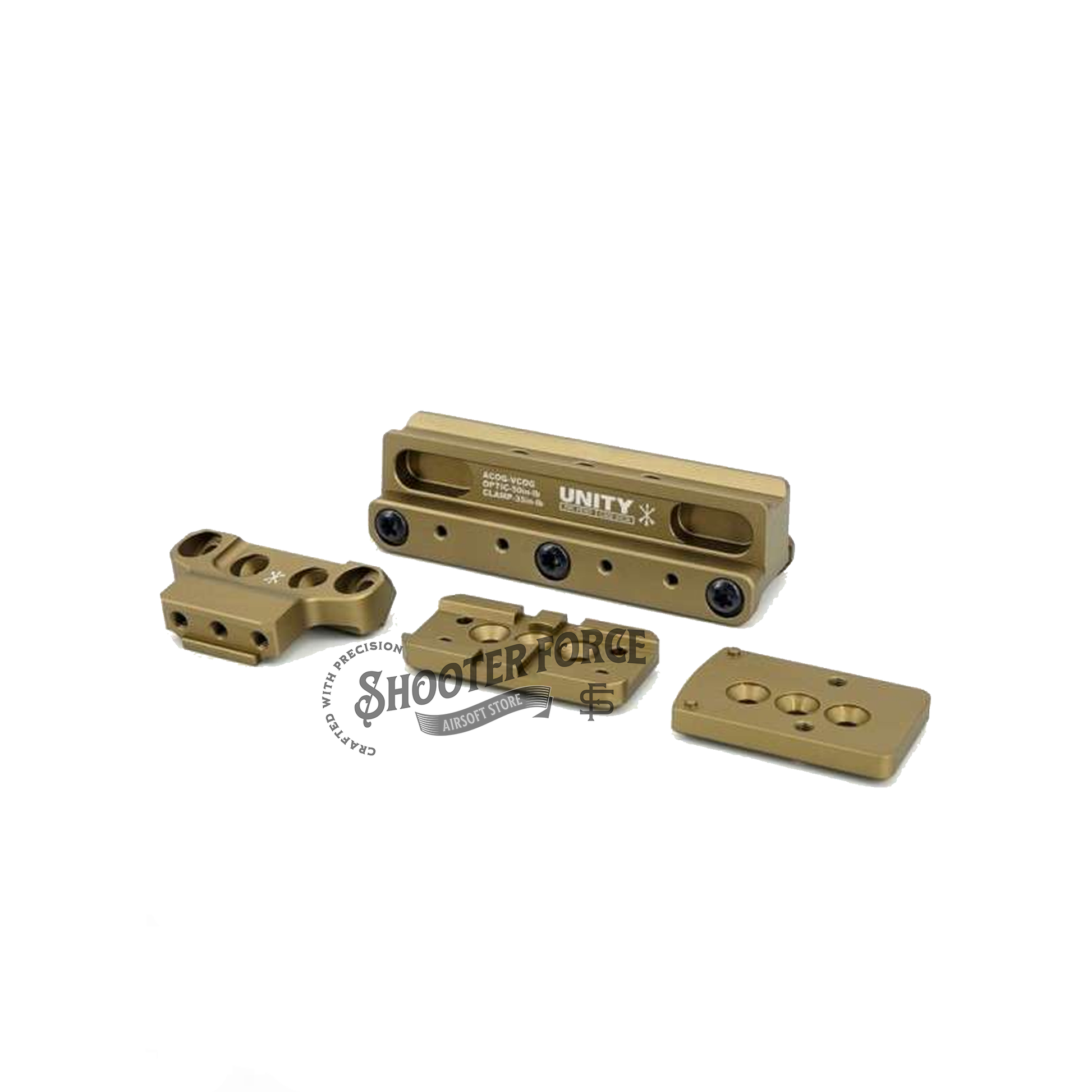 SOTAC OCG Series Mount Set in FDE, offering a 2.05" height for ACOG and VCOG optics, ensuring a stable and secure mounting solution for airsoft riflescopes.