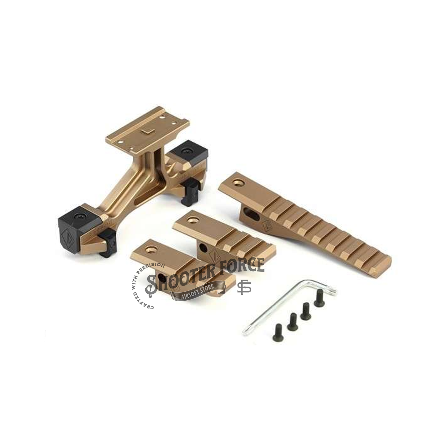 SOTAC OMM PIC Mount in FDE, providing a stable mounting solution for airsoft optics with secure fit and precise alignment.