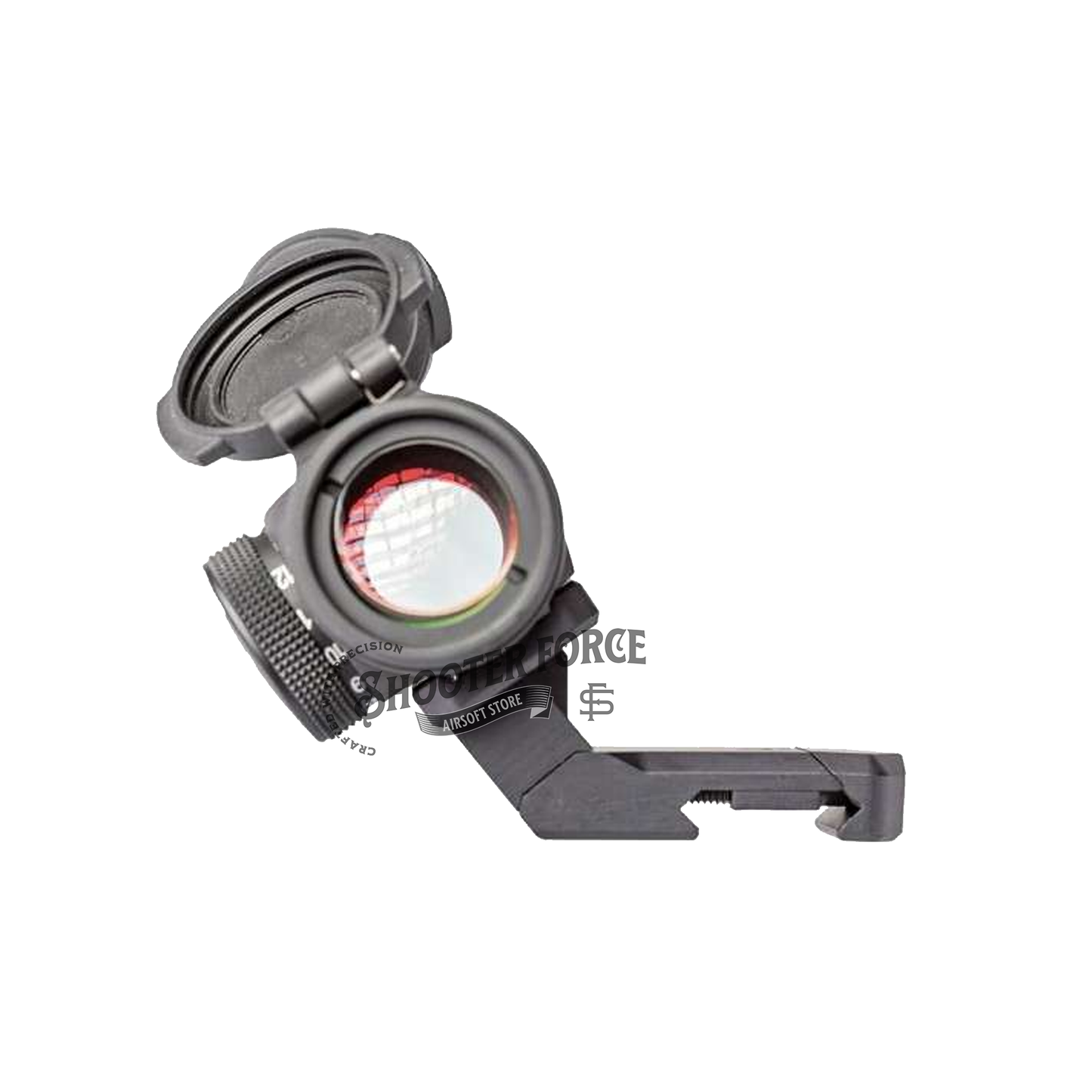 SOTAC Offset Optic Mount in Black, designed for secure and stable offset mounting of optics on airsoft rifles, offering flexibility and improved targeting accuracy.