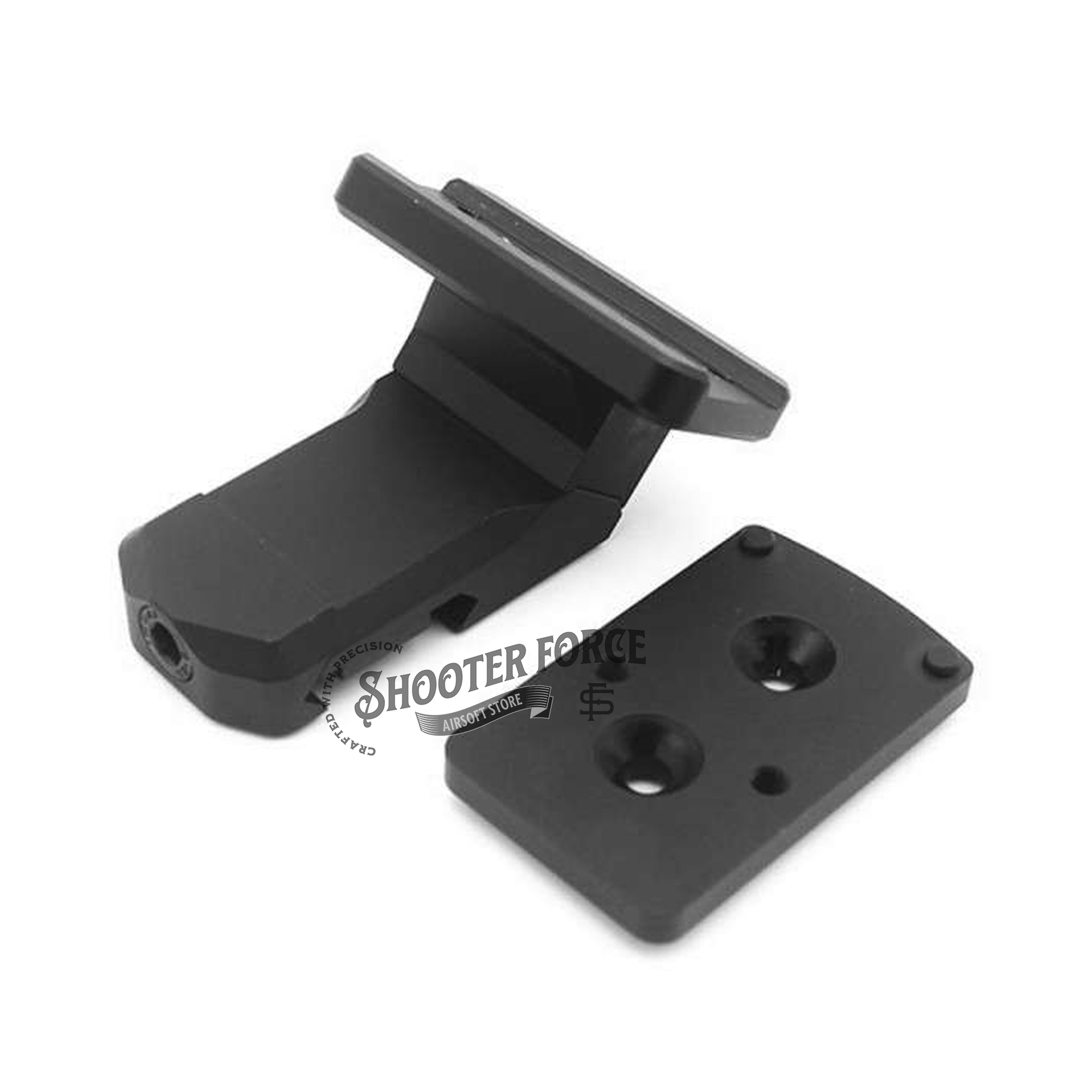 SOTAC Offset Optic Mount in Black, designed for secure and stable offset mounting of optics on airsoft rifles, offering flexibility and improved targeting accuracy.