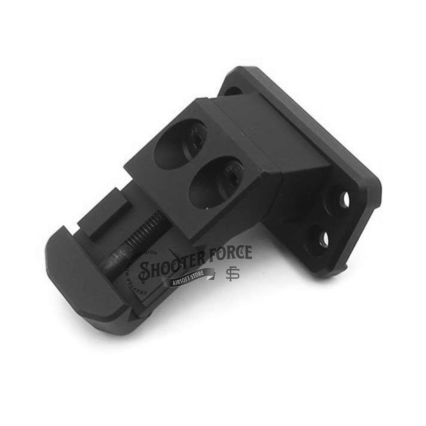 SOTAC Offset Optic Mount in Black, designed for secure and stable offset mounting of optics on airsoft rifles, offering flexibility and improved targeting accuracy.