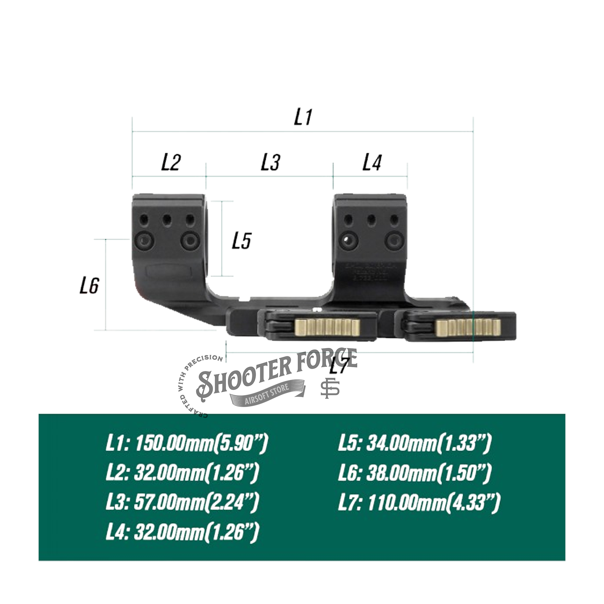 SOTAC QDP-4616 1.50" 34mm Tube Scope Mount, providing a stable platform for 34mm tube scopes in airsoft rifles for enhanced accuracy.
