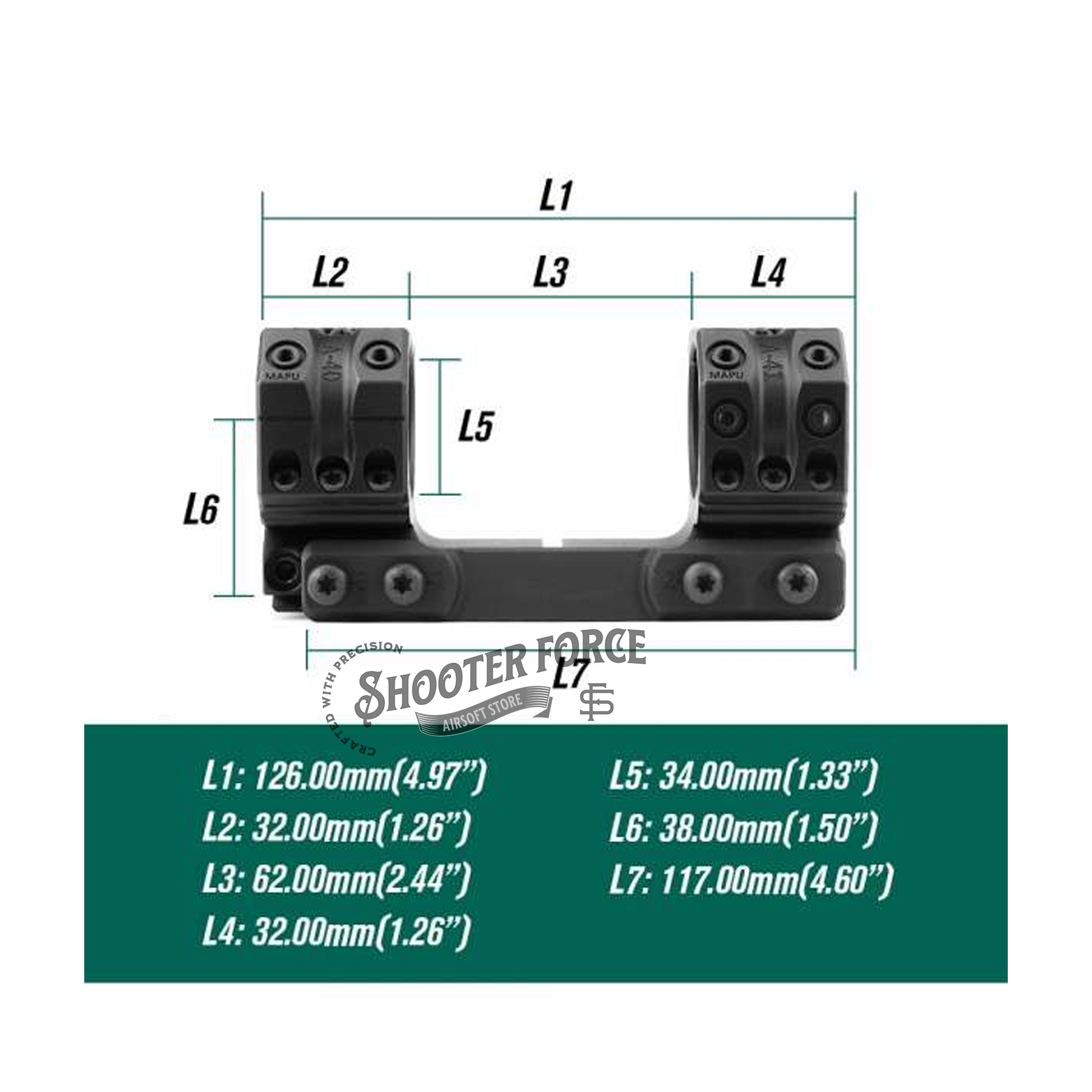 SOTAC Tactical 1.50" 34mm Tube SP 3002 Scope Mount, designed for secure and stable mounting of 34mm tube scopes in airsoft setups.