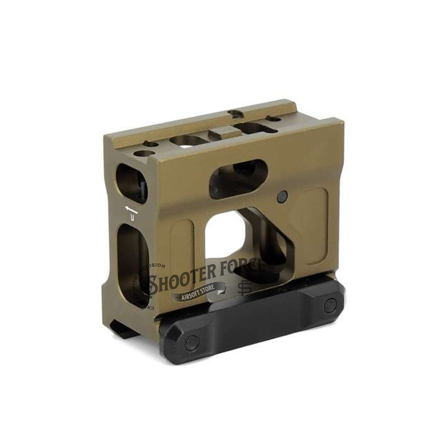 SOTAC Tactical Fast LPVO Scope Mount in FDE with a 2.05" height, 30mm tube, and offset optic adapter plate for T2 and RMR red dot sights, providing a reliable and flexible mounting option for airsoft optics.