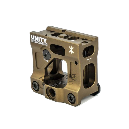 SOTAC Tactical Fast LPVO Scope Mount in FDE with a 2.05" height, 30mm tube, and offset optic adapter plate for T2 and RMR red dot sights, providing a reliable and flexible mounting option for airsoft optics.
