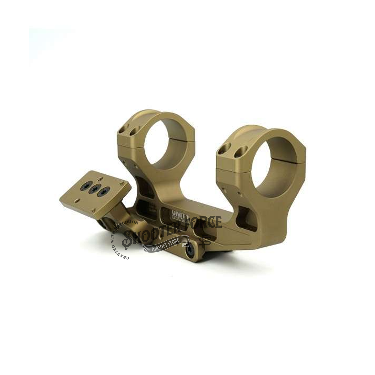 SOTAC Tactical Fast LPVO Scope Mount in FDE with a 2.05" height, 30mm tube, and offset optic adapter plate for T2 and RMR red dot sights, providing a reliable and flexible mounting option for airsoft optics.