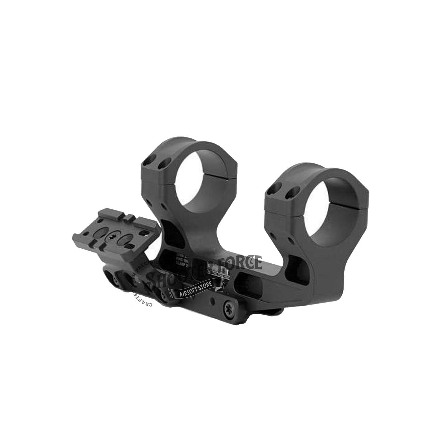 SOTAC Tactical Fast LPVO Scope Mount in black with a 2.05" height, 30mm tube, and offset optic adapter plate for T2 and RMR red dot sights, offering a stable and flexible mounting solution for airsoft optics.