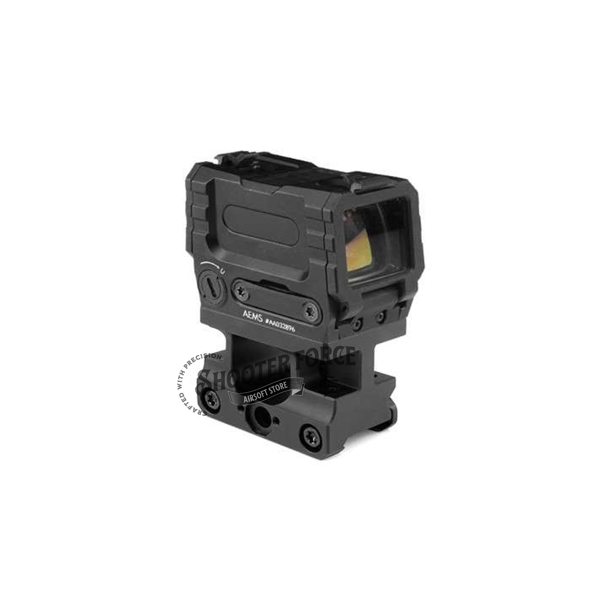 SOTAC UNITY FAST AEMS Mount in black color designed for AEMS optics, delivering a stable and elevated sight picture for airsoft use.